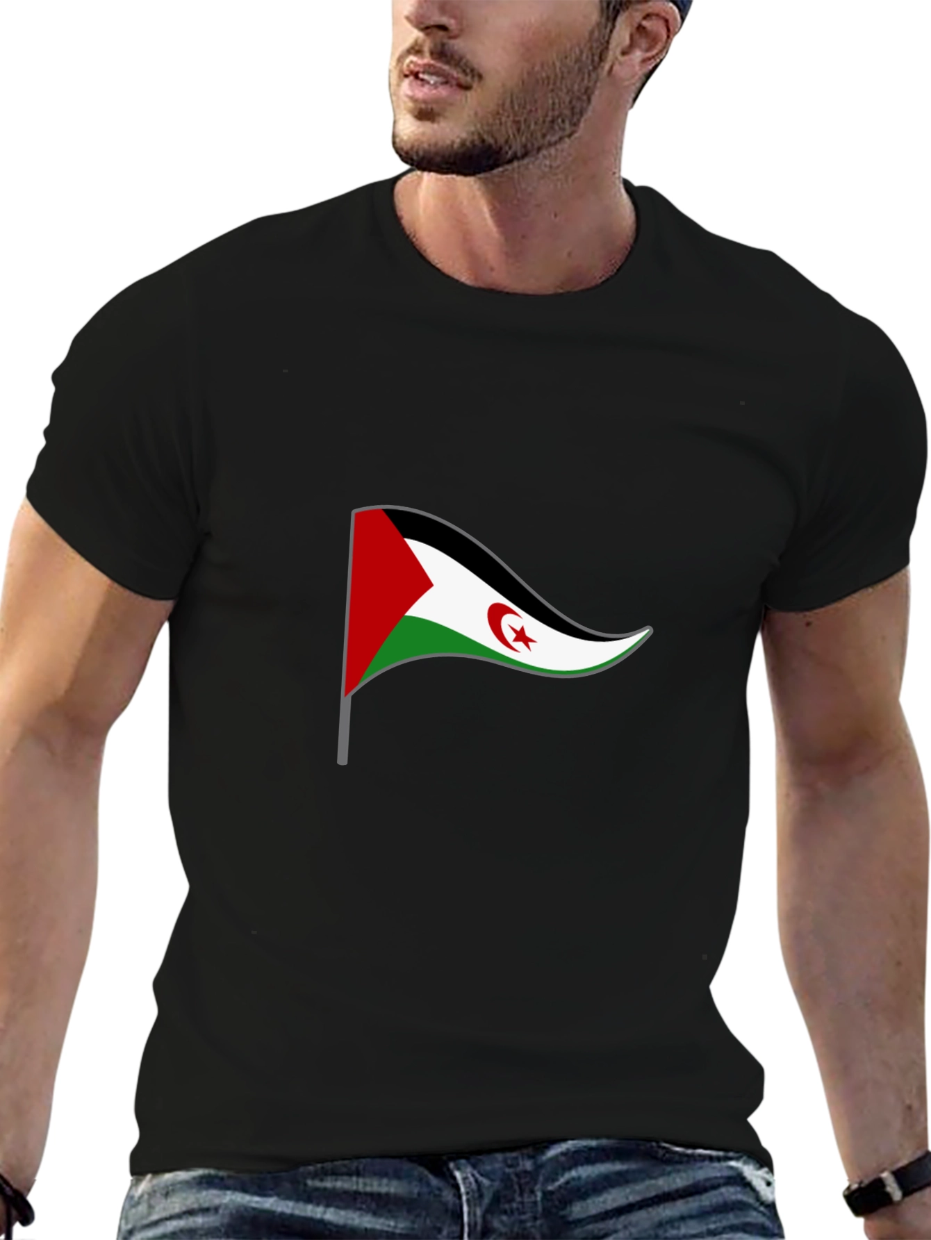 Western Sahara Flag T-Shirt - Black Cotton Tee
