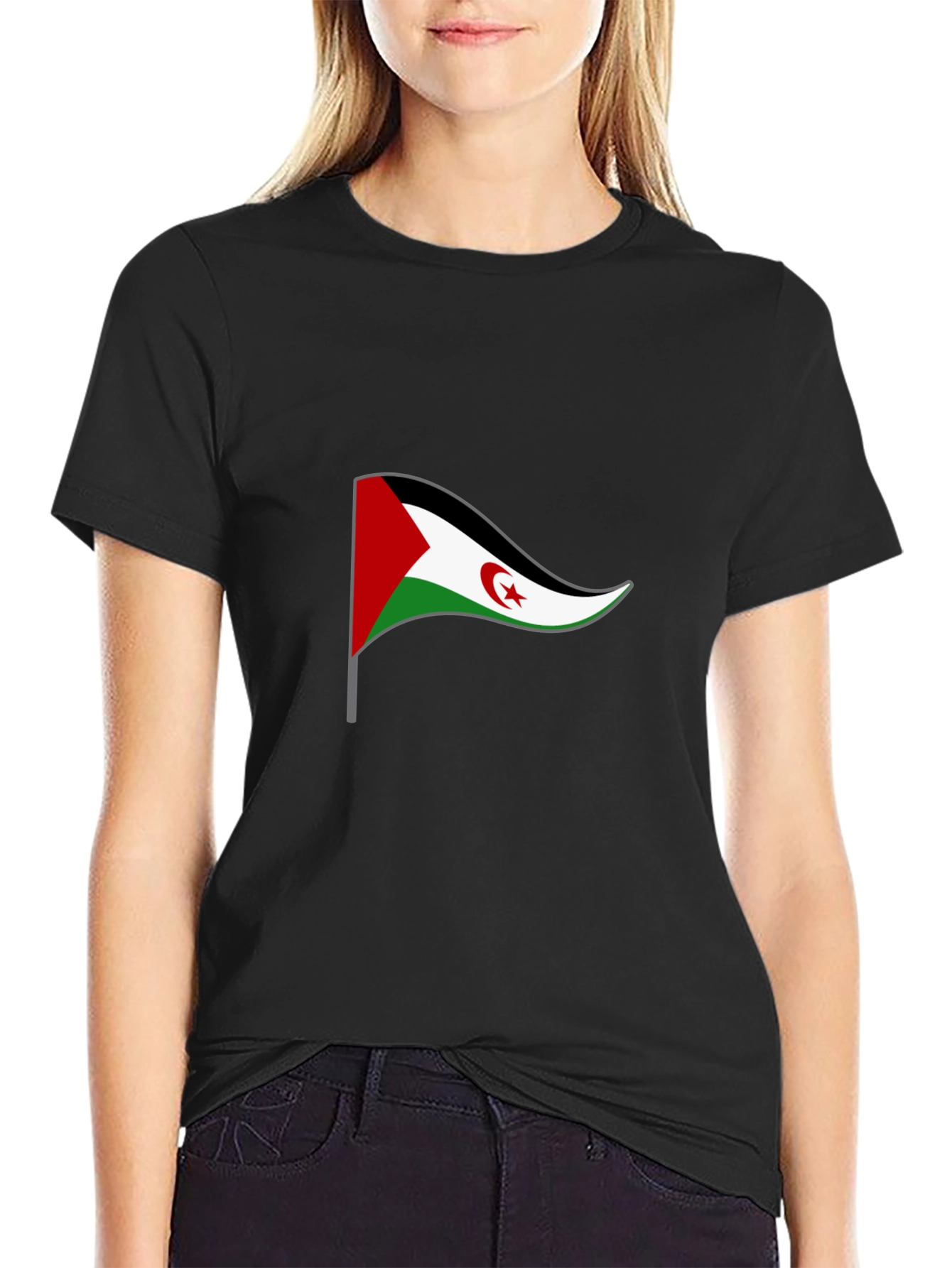 Western Sahara Flag T-Shirt - Black Cotton Tee