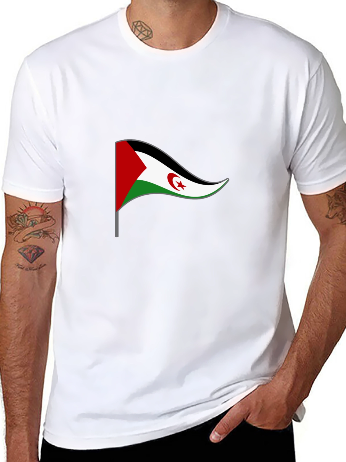 Western Sahara Flag T-Shirt - Black Cotton Tee