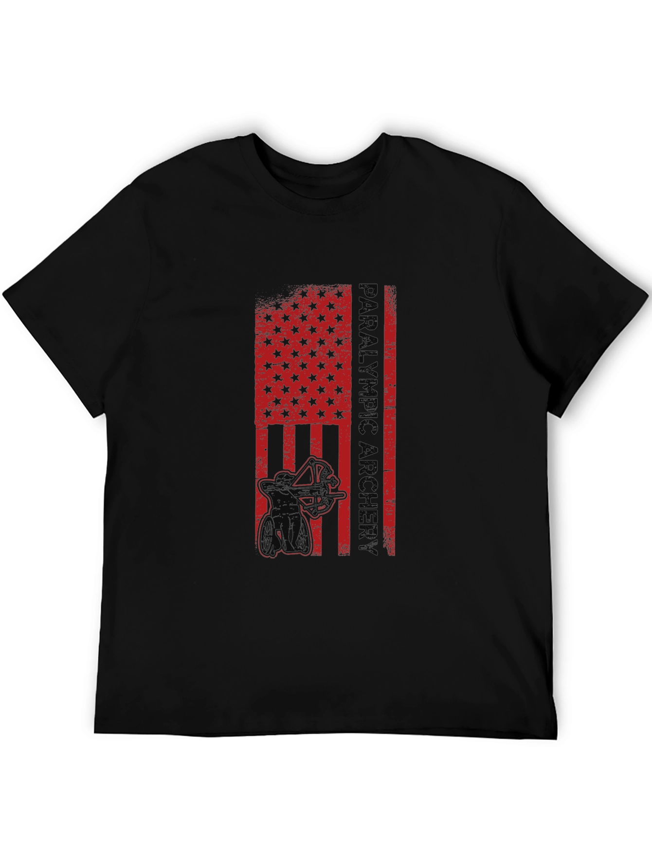 Paralympic Archer Graphic T-Shirt - Patriotic USA Flag Design