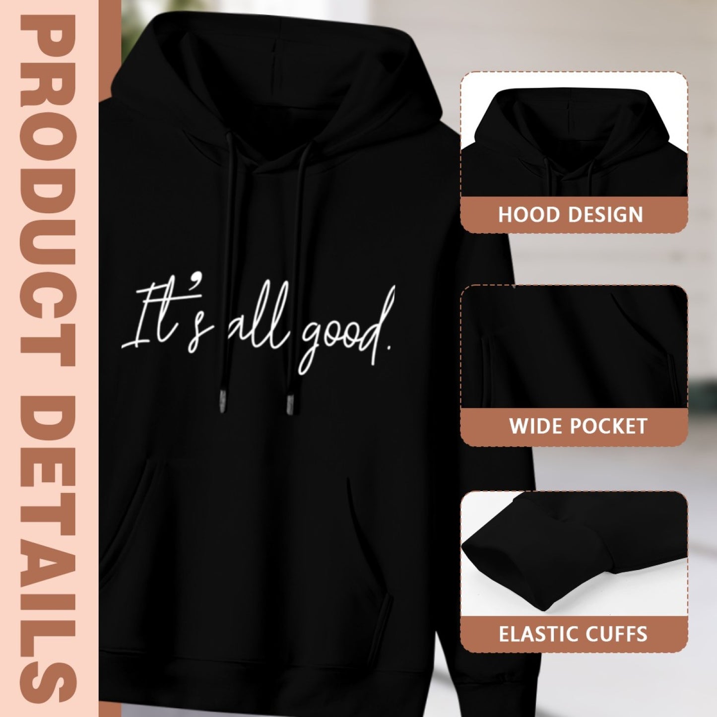New Stylish Unisex Black Hoodie - Cartoon Raccoon Print - Comfortable Hoodie - American Direct Shipping