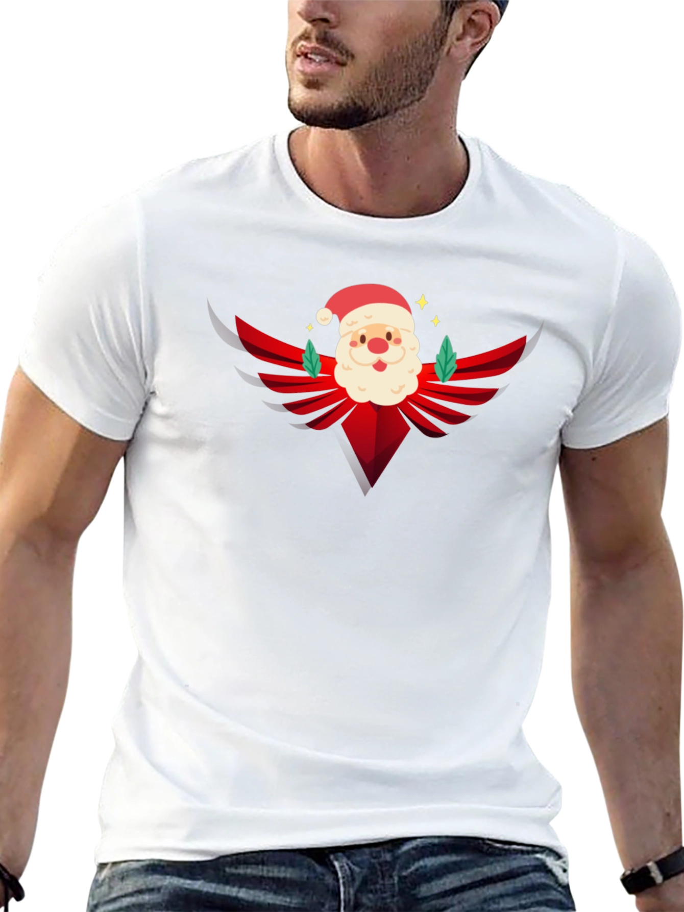 Festive Santa Graphic Tee - Holiday Style