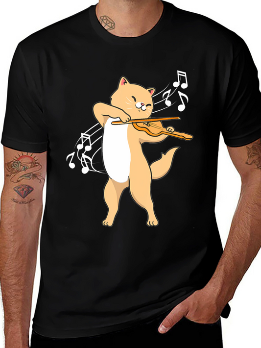 Cat Playing Violin T-Shirt - Music Lover Tee