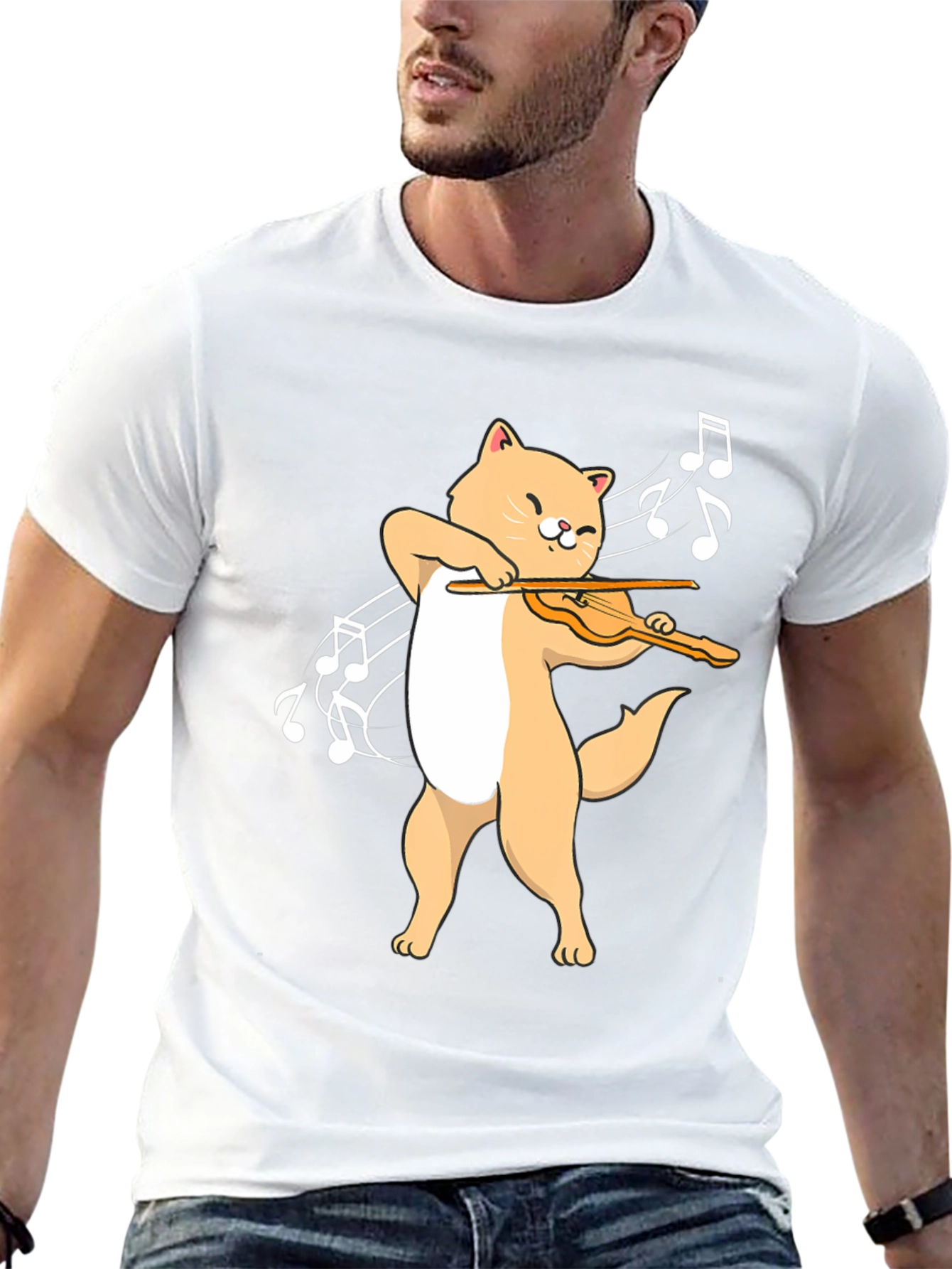 Cat Playing Violin T-Shirt - Music Lover Tee