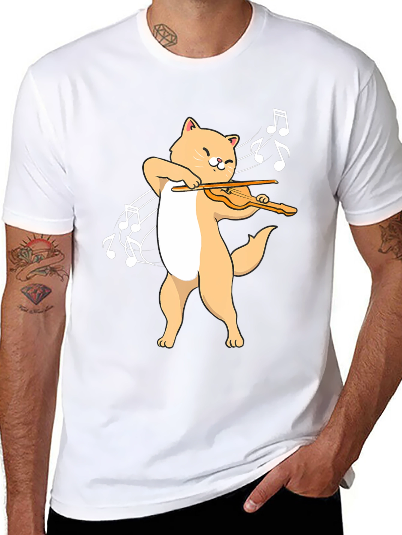 Cat Playing Violin T-Shirt - Music Lover Tee