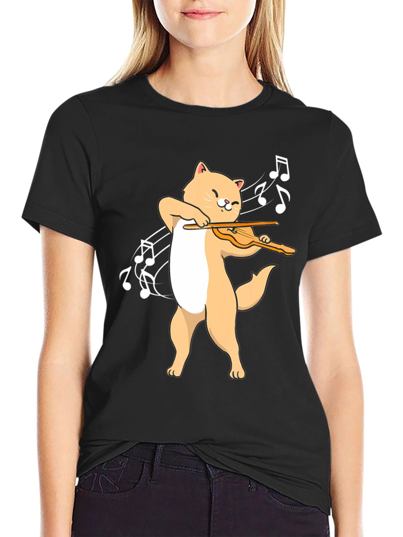 Cat Playing Violin T-Shirt - Music Lover Tee