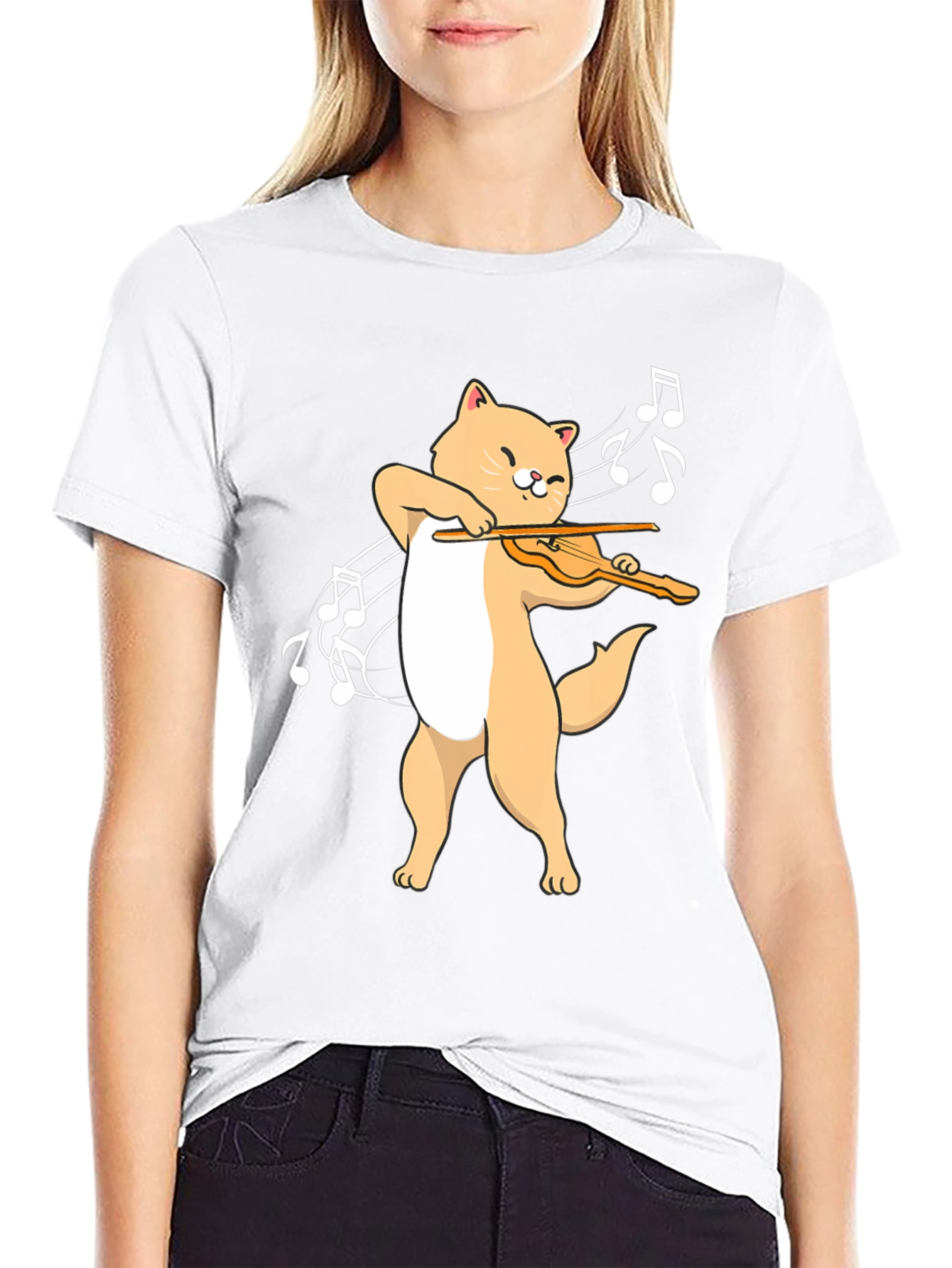 Cat Playing Violin T-Shirt - Music Lover Tee