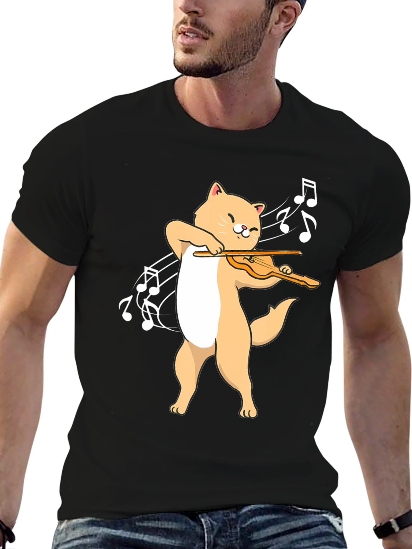 Cat Playing Violin T-Shirt - Music Lover Tee
