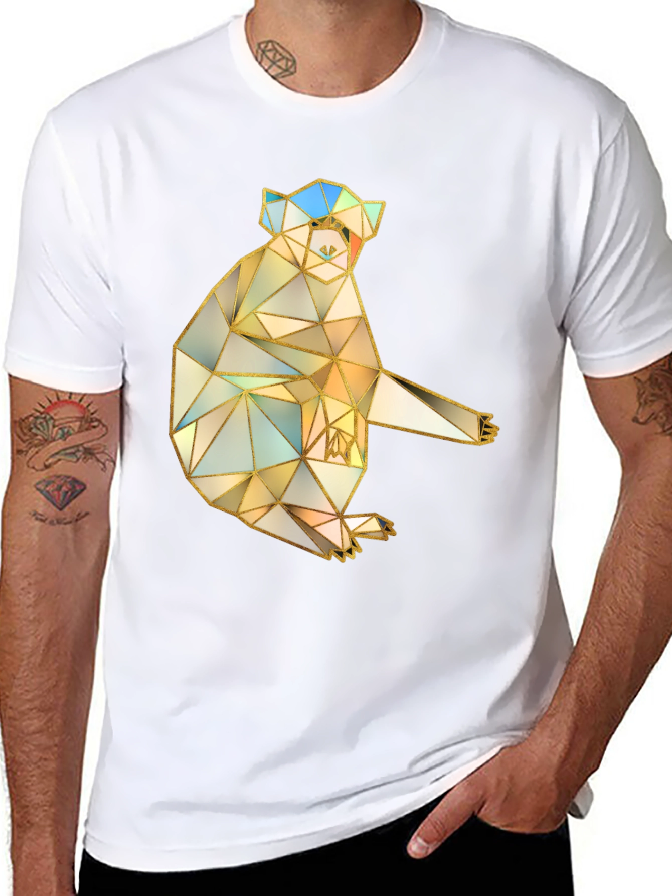 Geometric Koala Graphic Tee - Black