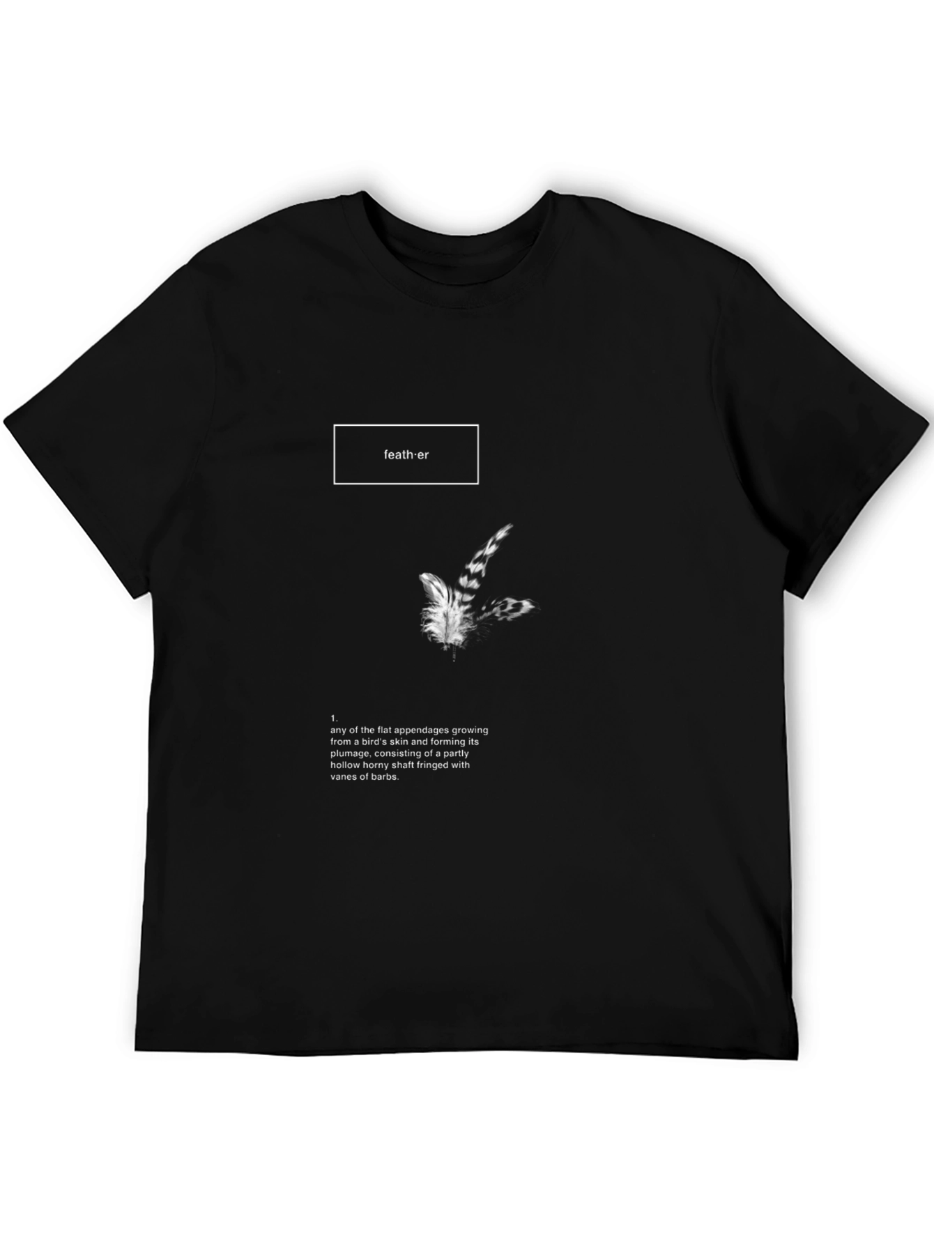 Feather Definition Graphic Tee - Soft Black Cotton T-Shirt