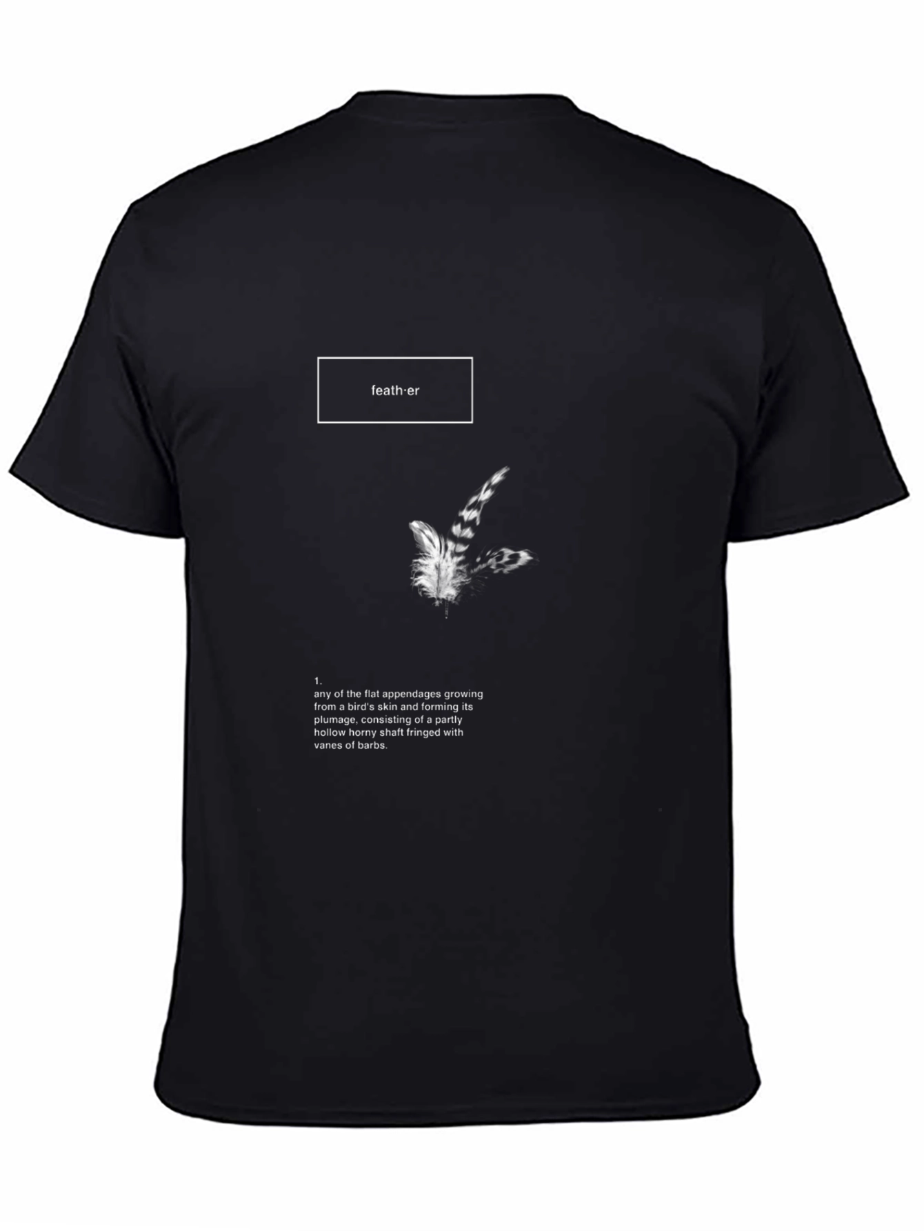 Feather Definition Graphic Tee - Soft Black Cotton T-Shirt