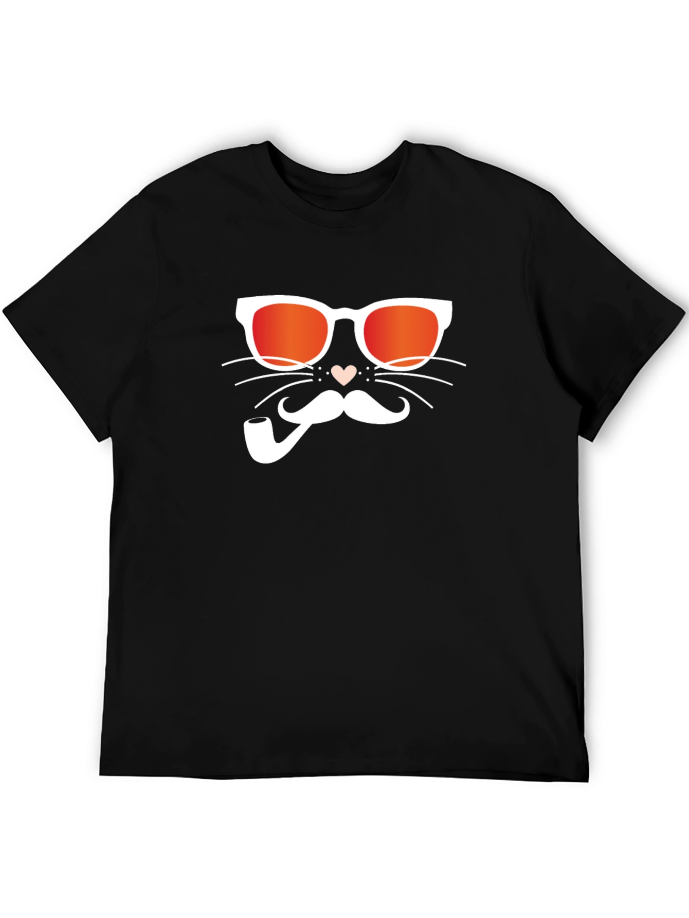 Cool Cat with Pipe Black T-Shirt