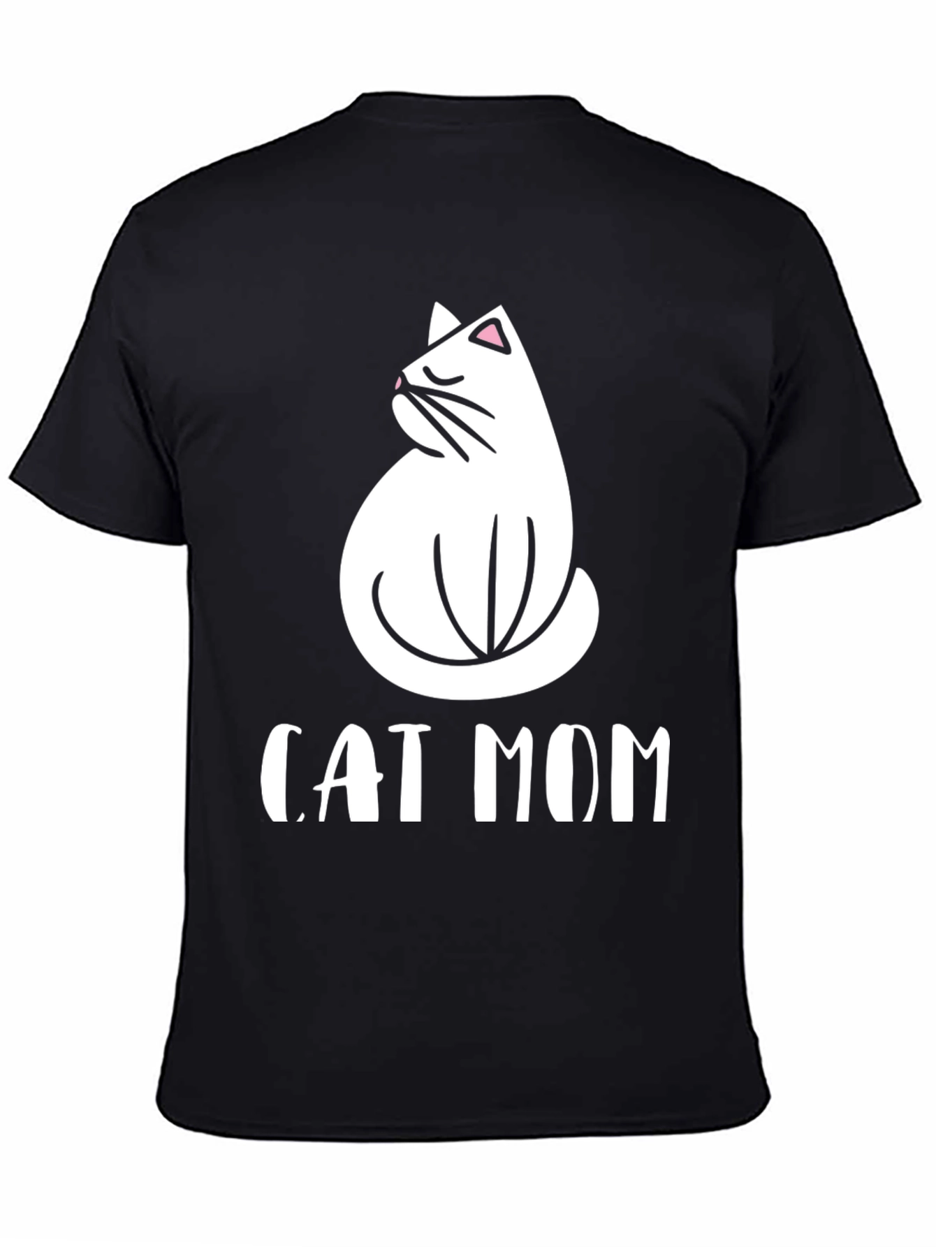 Cat Mom Graphic Tee - Black Cotton T-Shirt