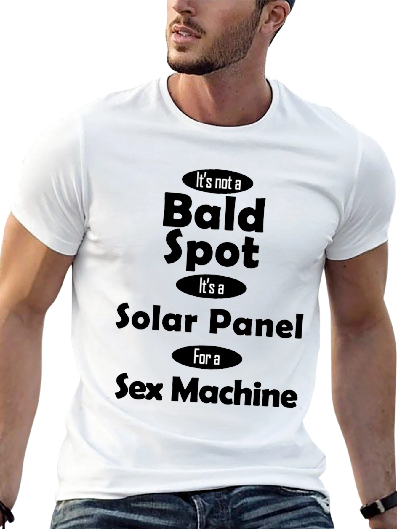 Bald Spot Solar Panel Funny Mens Black T-Shirt