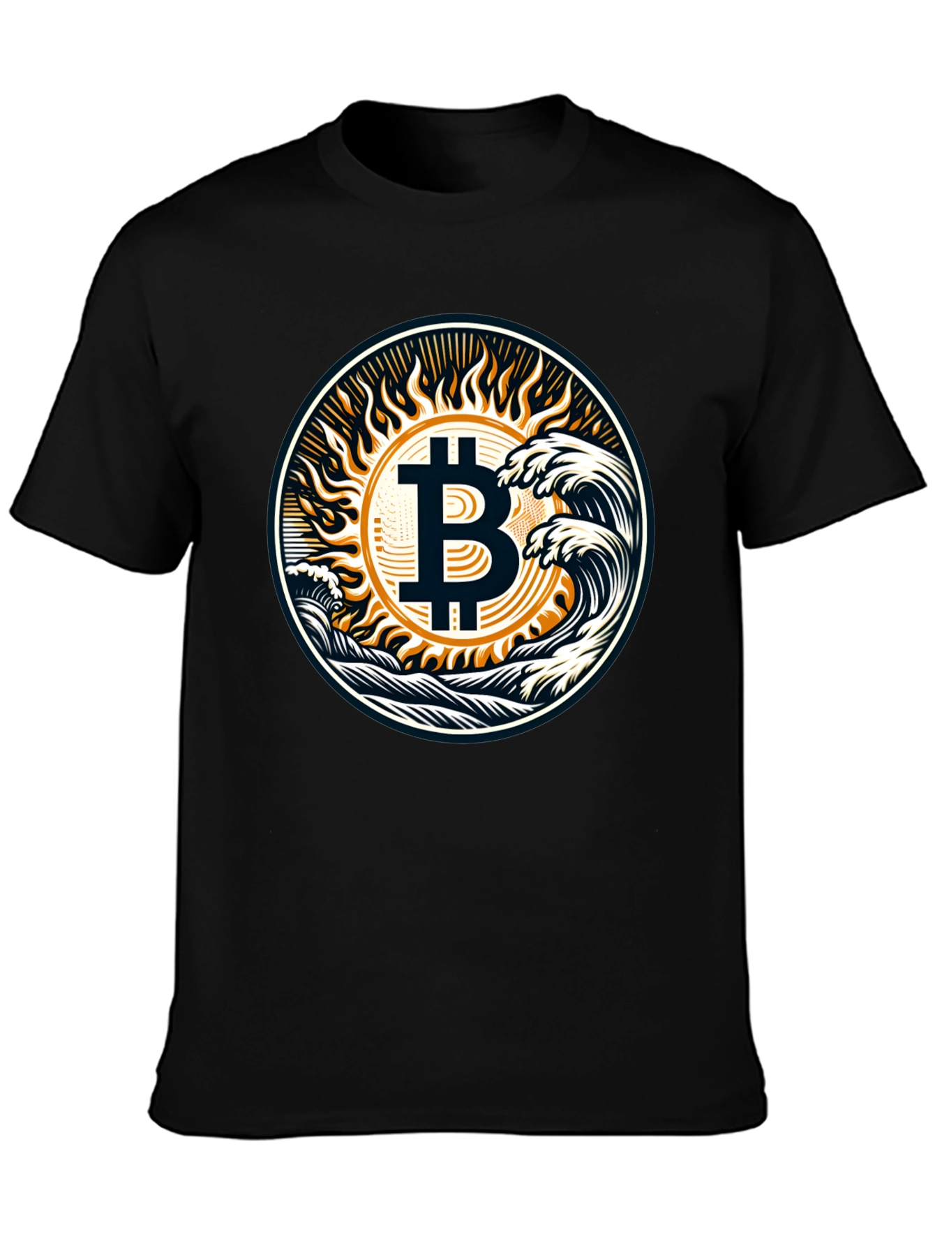 Bitcoin Wave T-Shirt - Crypto Sun Graphic Tee