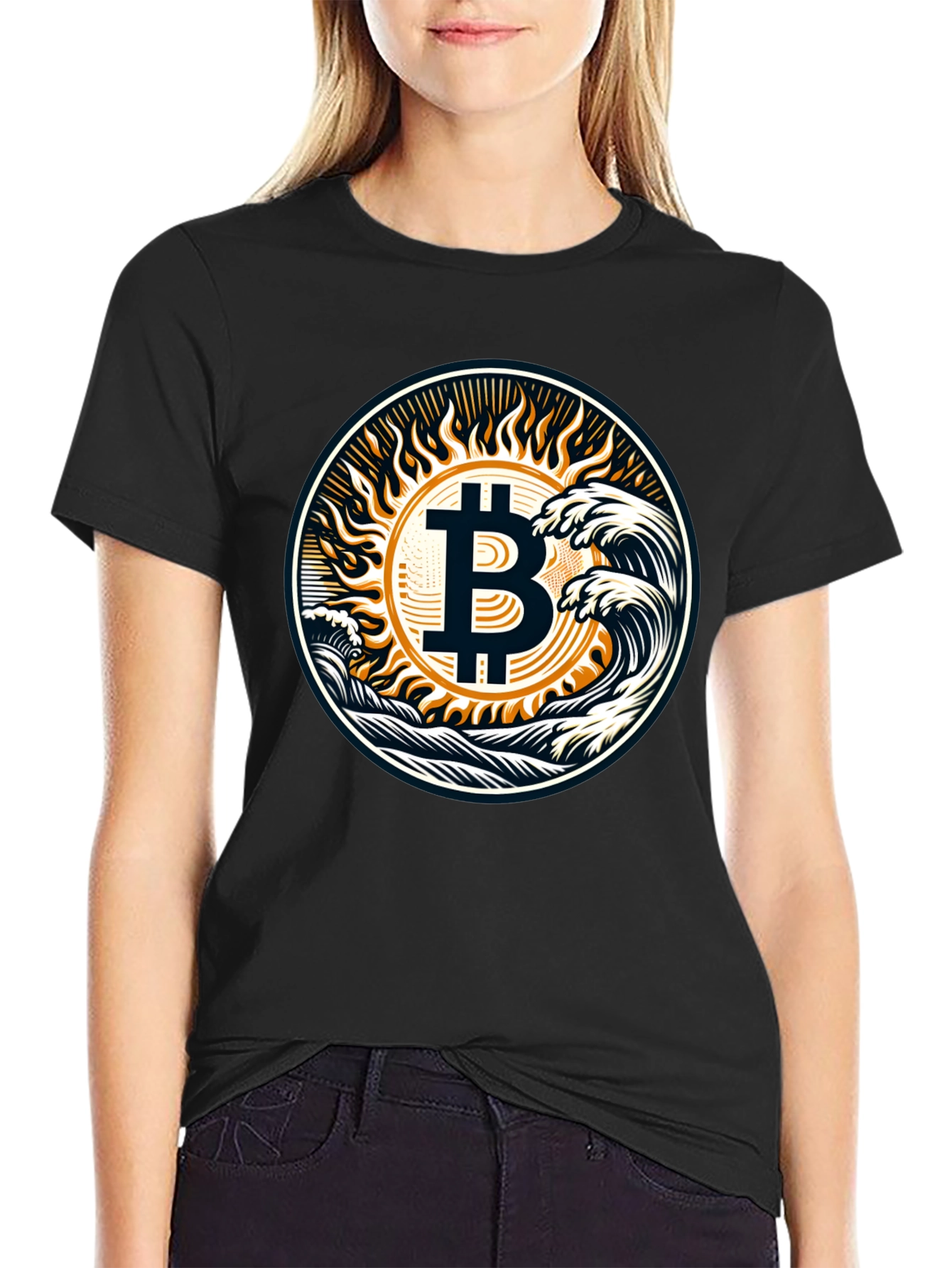 Bitcoin Wave T-Shirt - Crypto Sun Graphic Tee
