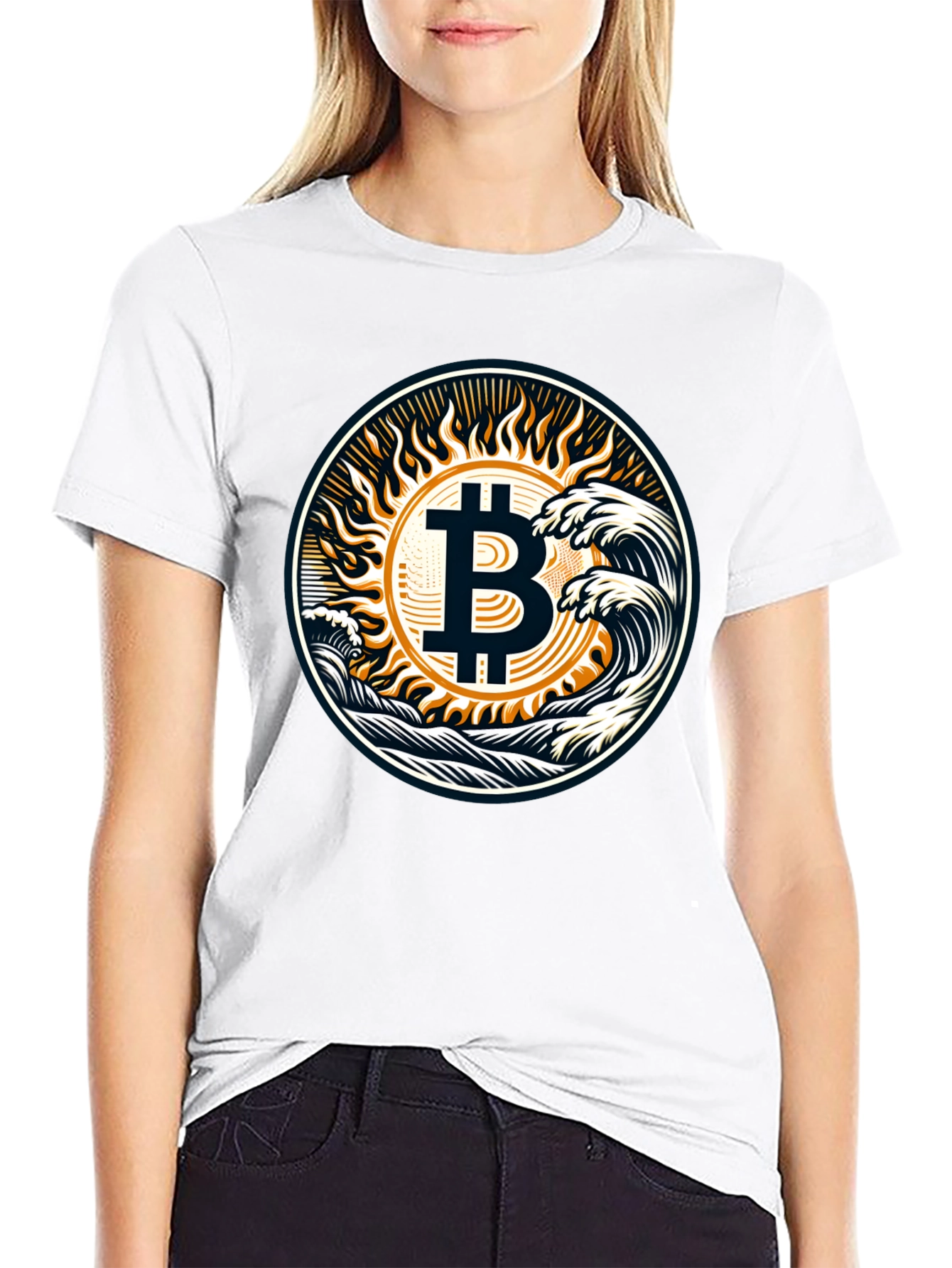 Bitcoin Wave T-Shirt - Crypto Sun Graphic Tee