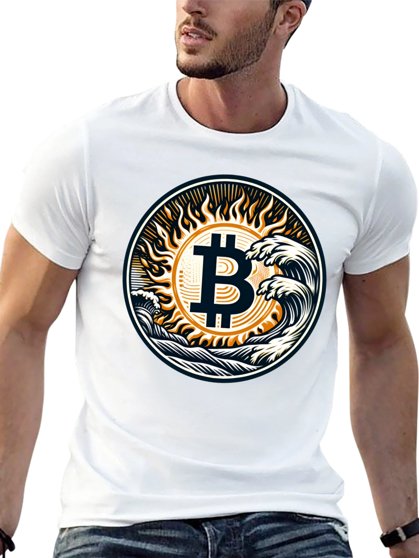 Bitcoin Wave T-Shirt - Crypto Sun Graphic Tee