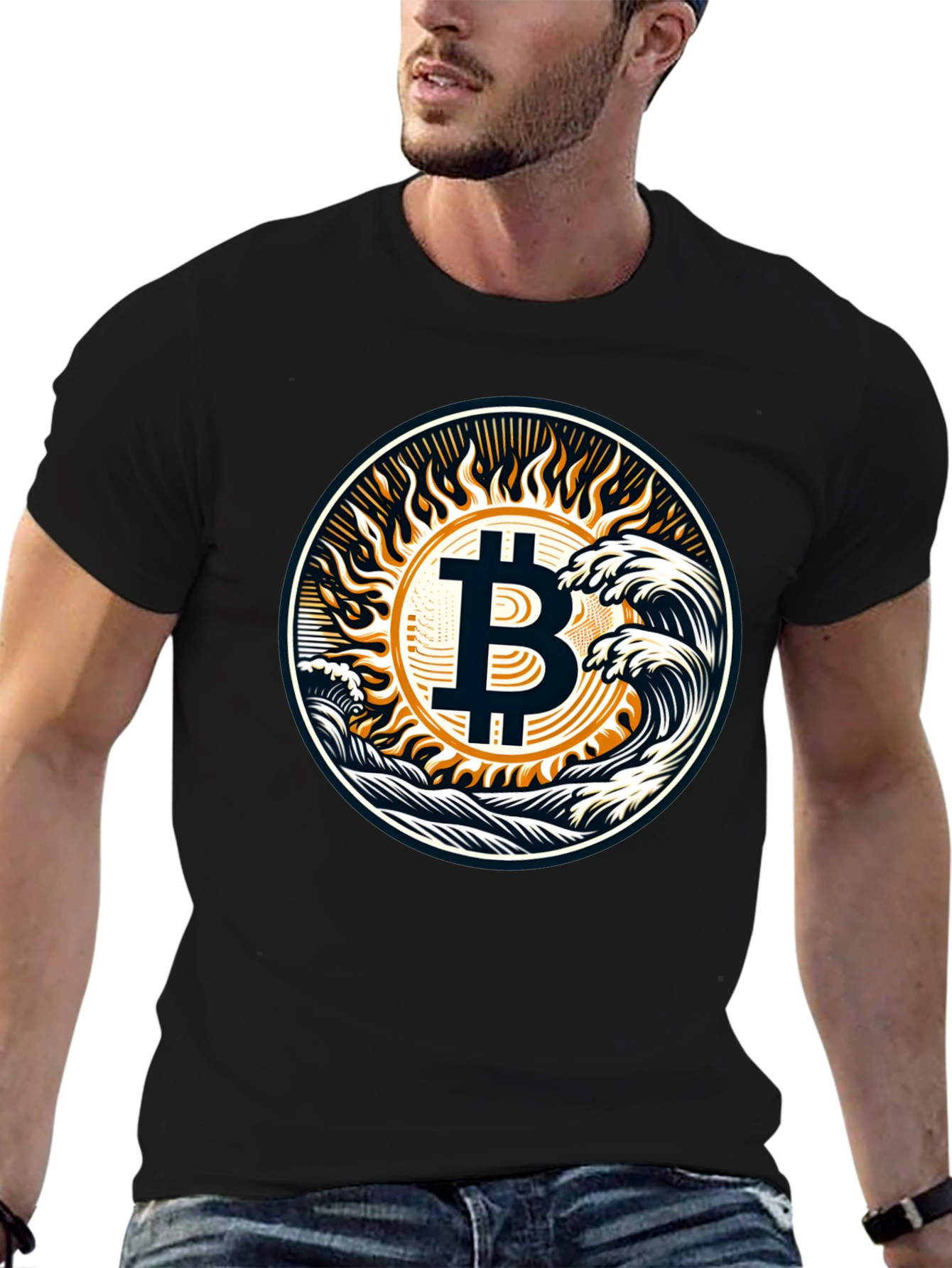 Bitcoin Wave T-Shirt - Crypto Sun Graphic Tee