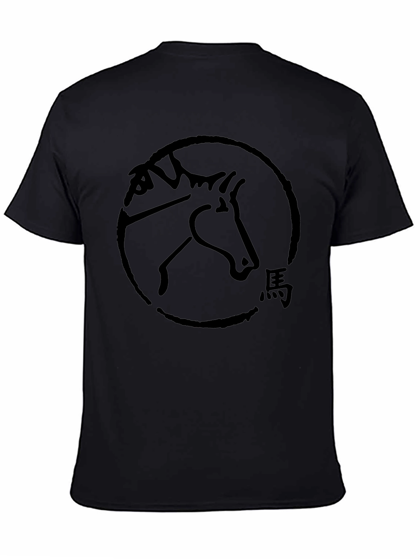 Black T-Shirt with Horse Symbol