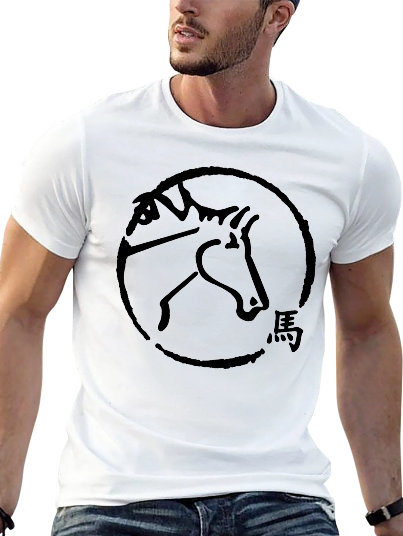 Black T-Shirt with Horse Symbol