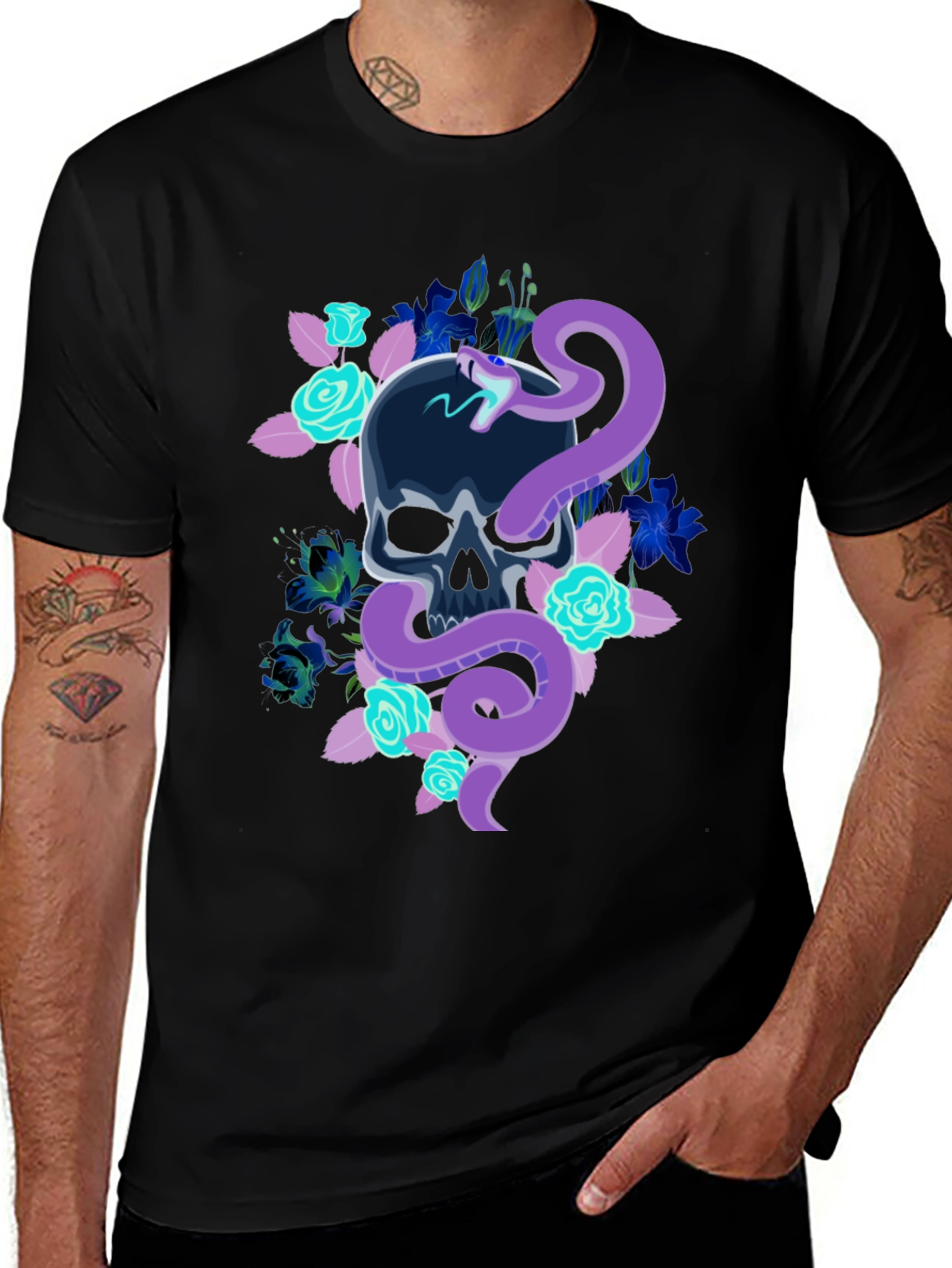 Skull & Snake Graphic T-Shirt