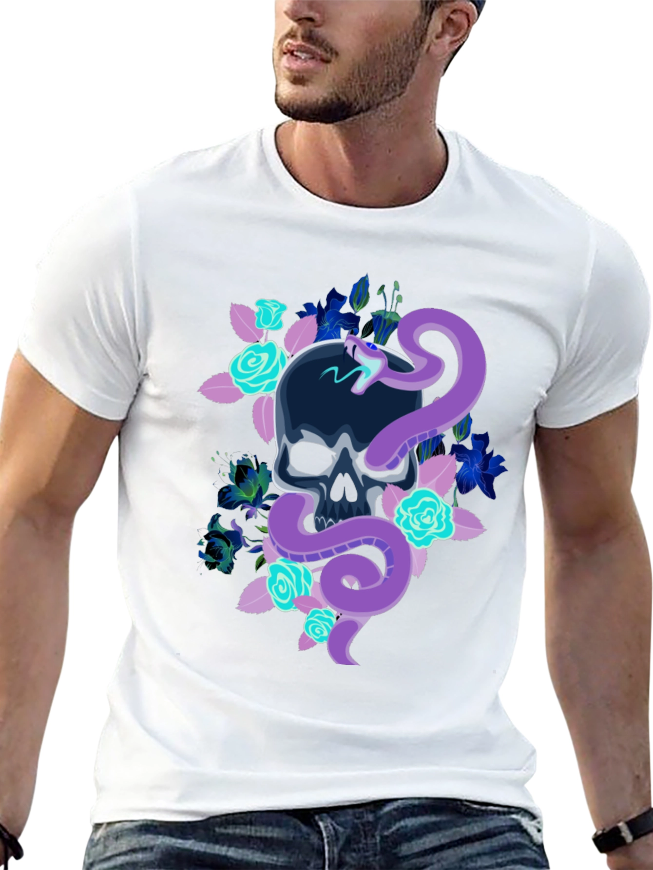 Skull & Snake Graphic T-Shirt