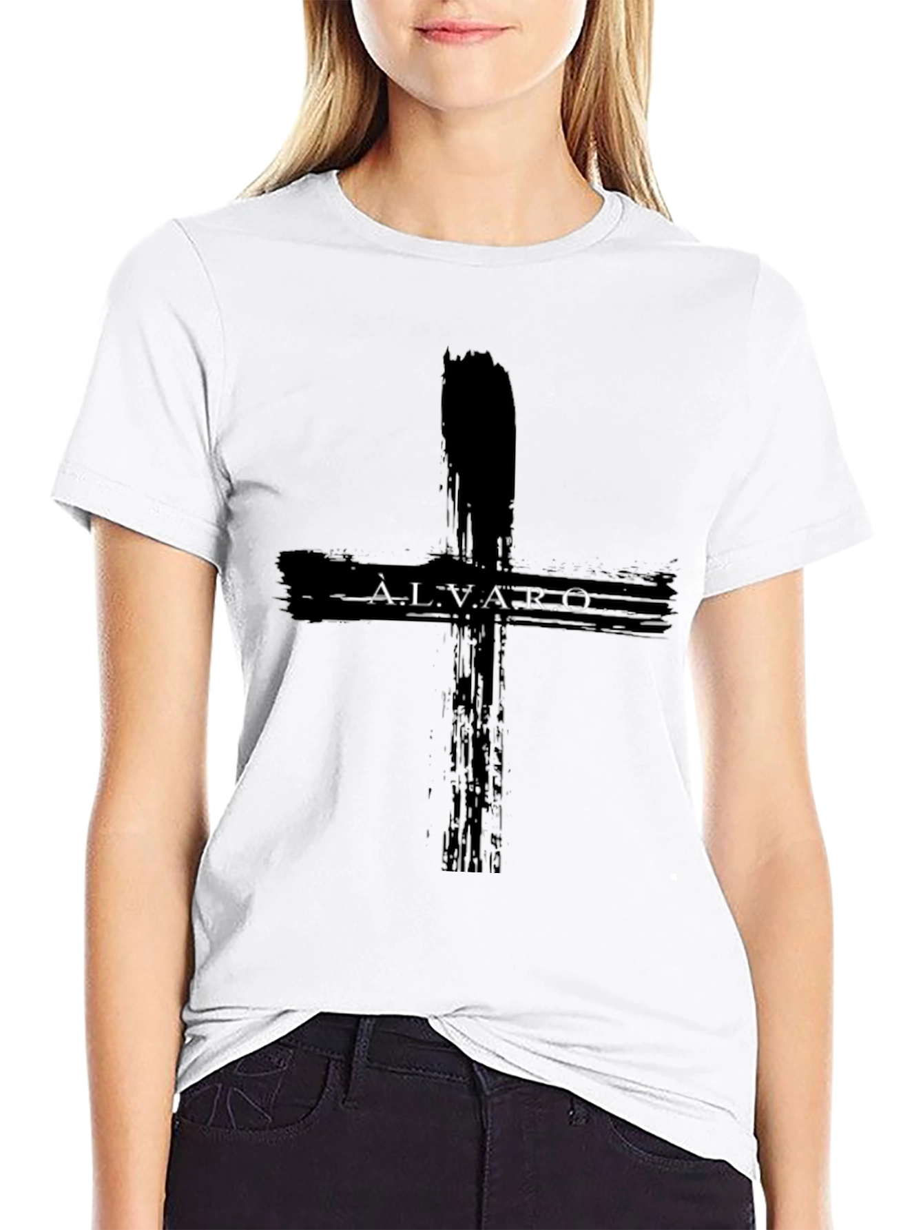 ÁLVARO Black Cross Graphic T-Shirt