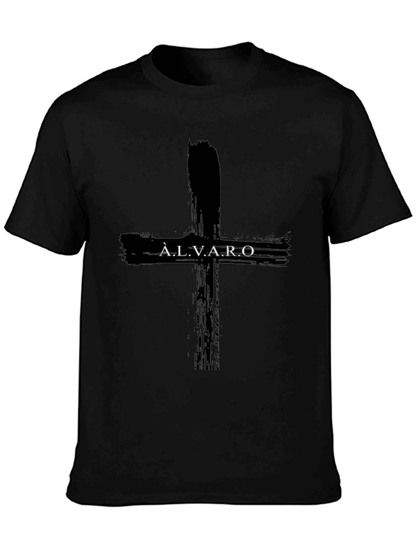ÁLVARO Black Cross Graphic T-Shirt