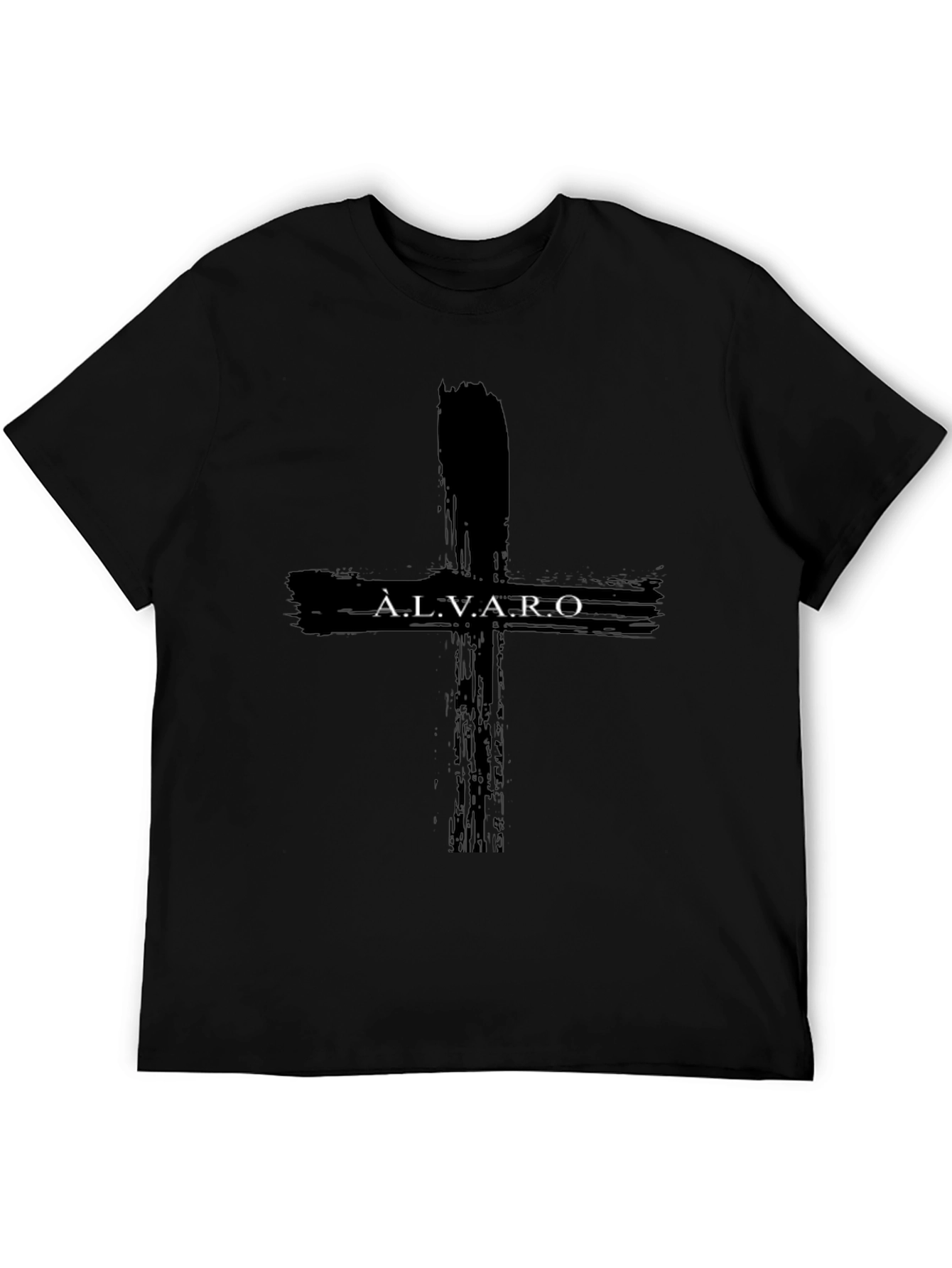 ÁLVARO Black Cross Graphic T-Shirt