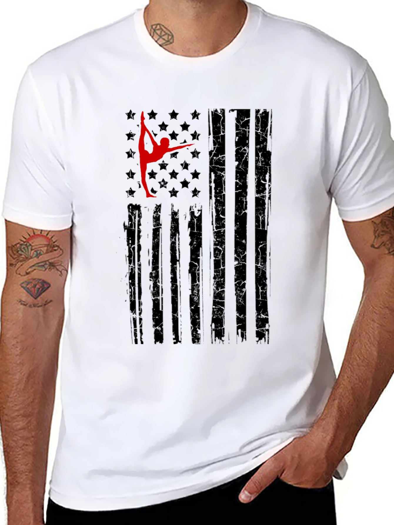 Gymnastics American Flag Graphic T-Shirt