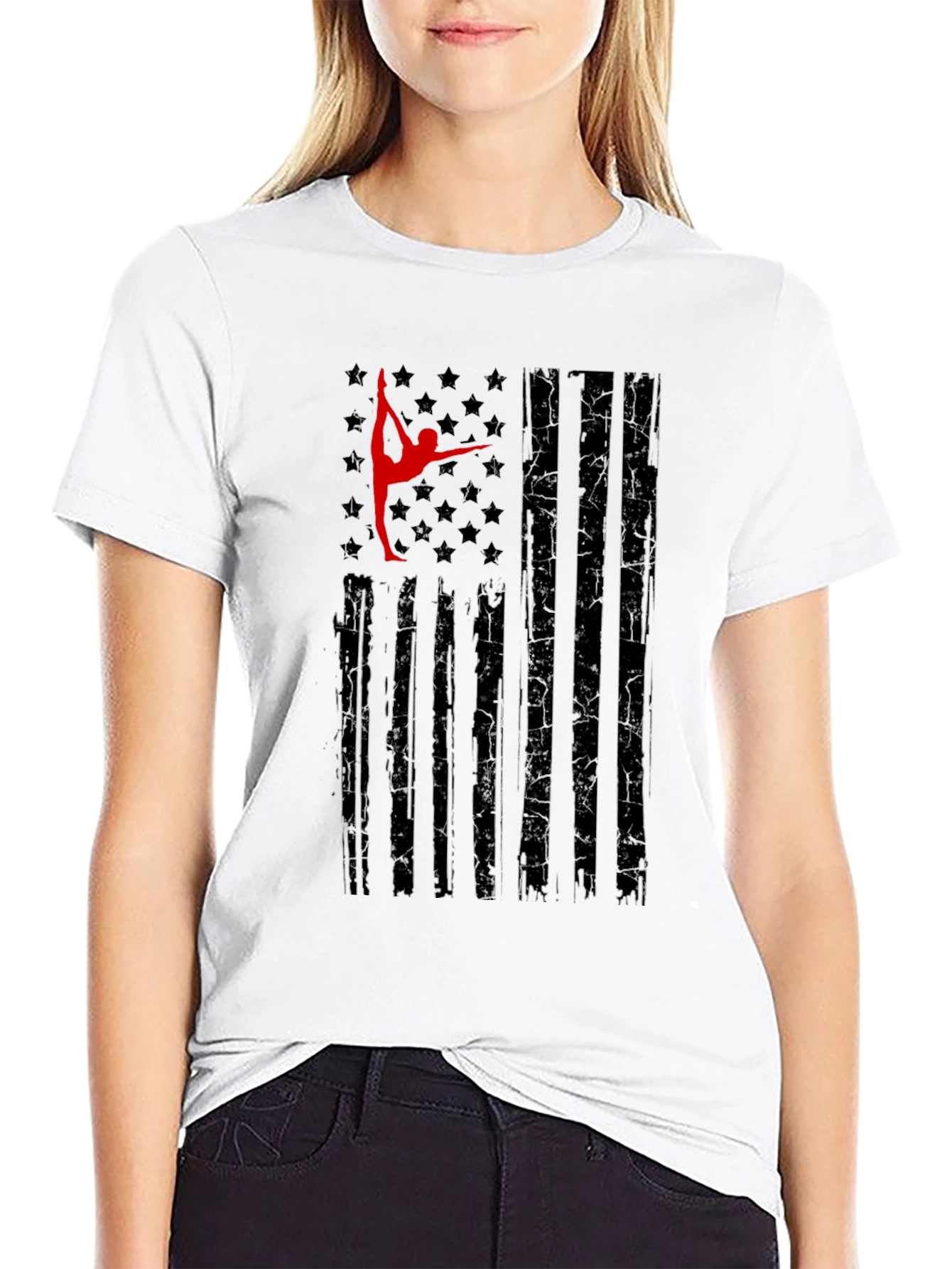 Gymnastics American Flag Graphic T-Shirt