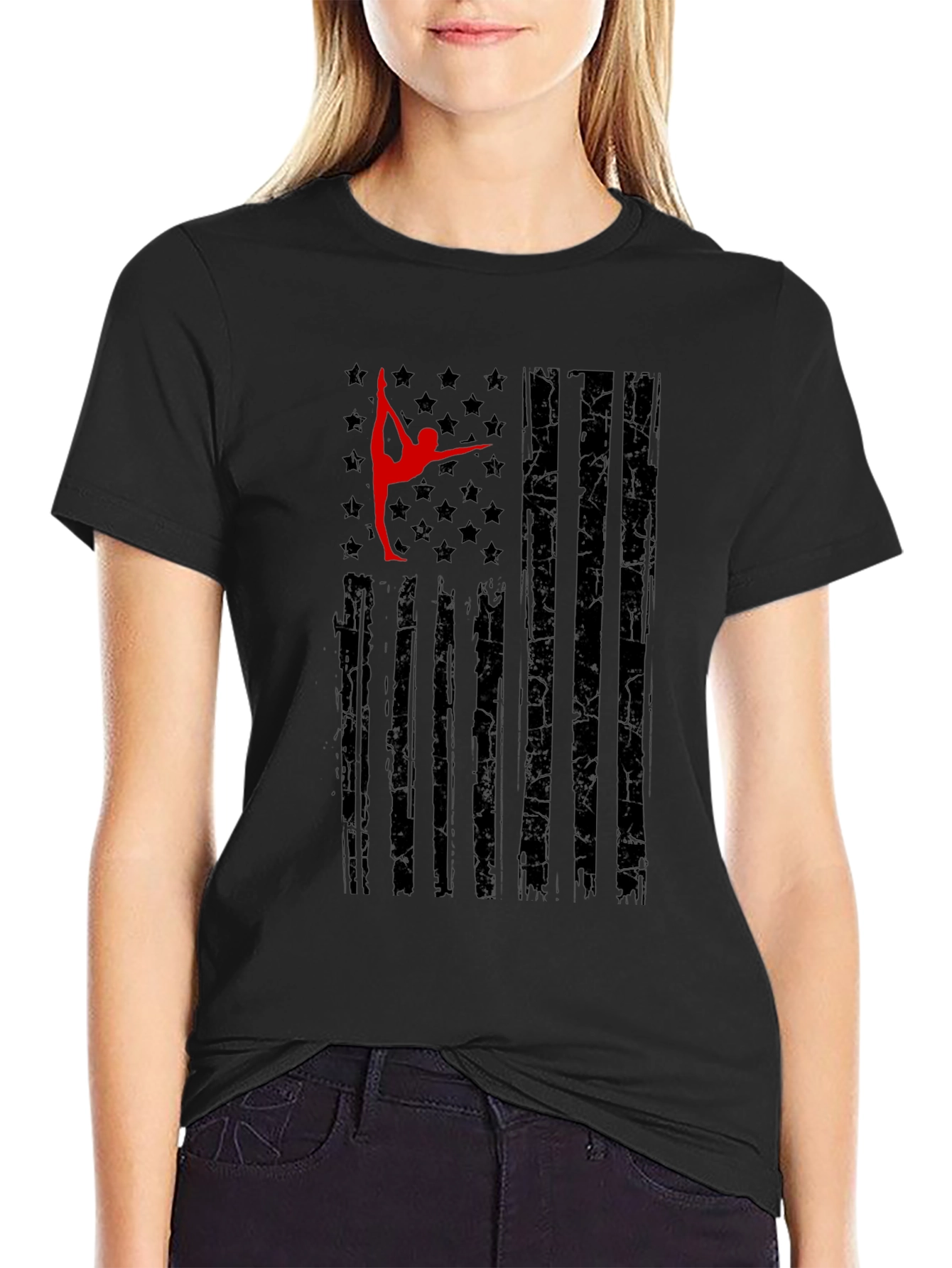 Gymnastics American Flag Graphic T-Shirt