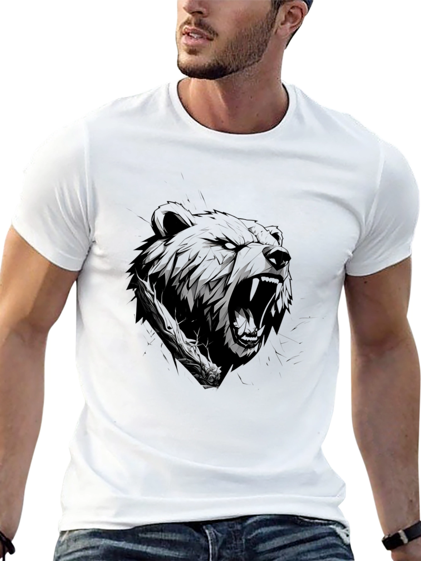 Grizzly Bear Graphic T-Shirt - Black Cotton Tee