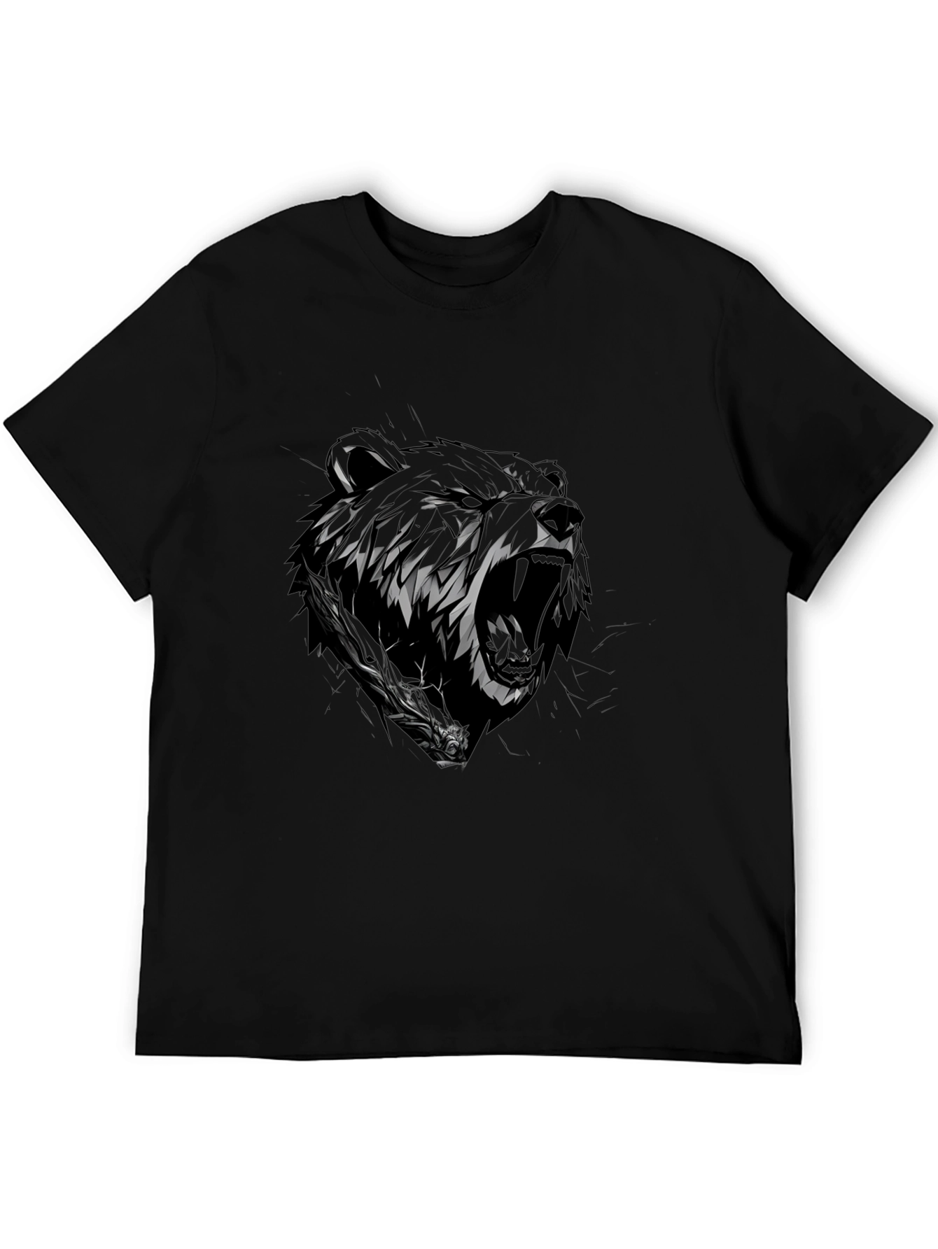 Grizzly Bear Graphic T-Shirt - Black Cotton Tee