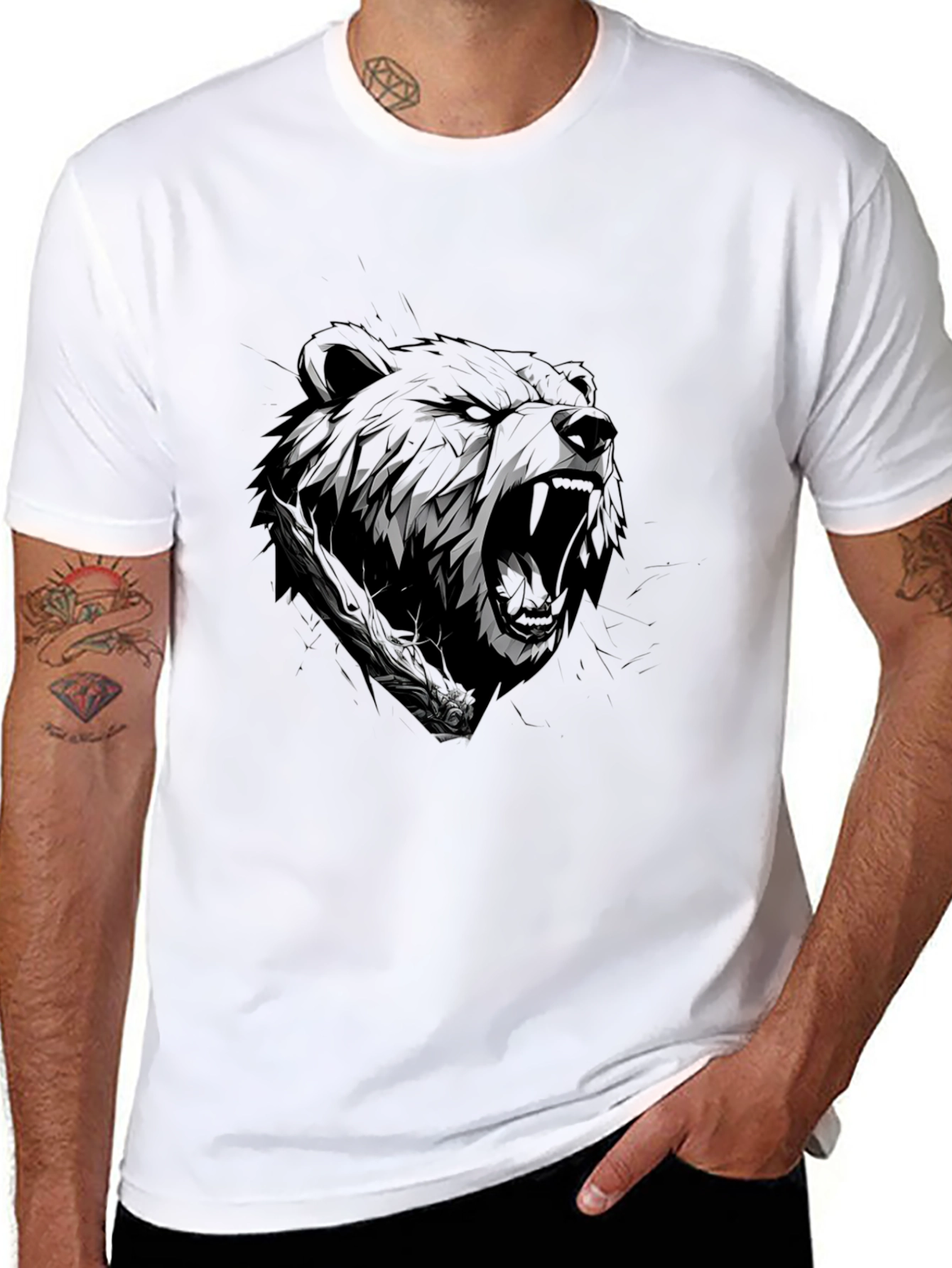 Grizzly Bear Graphic T-Shirt - Black Cotton Tee