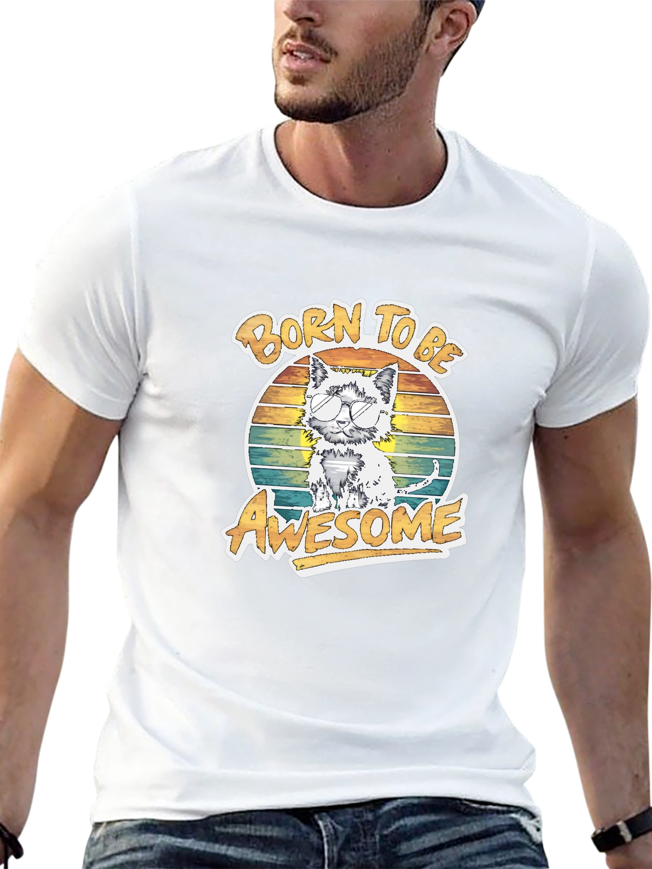 Born To Be Awesome Cat T-Shirt