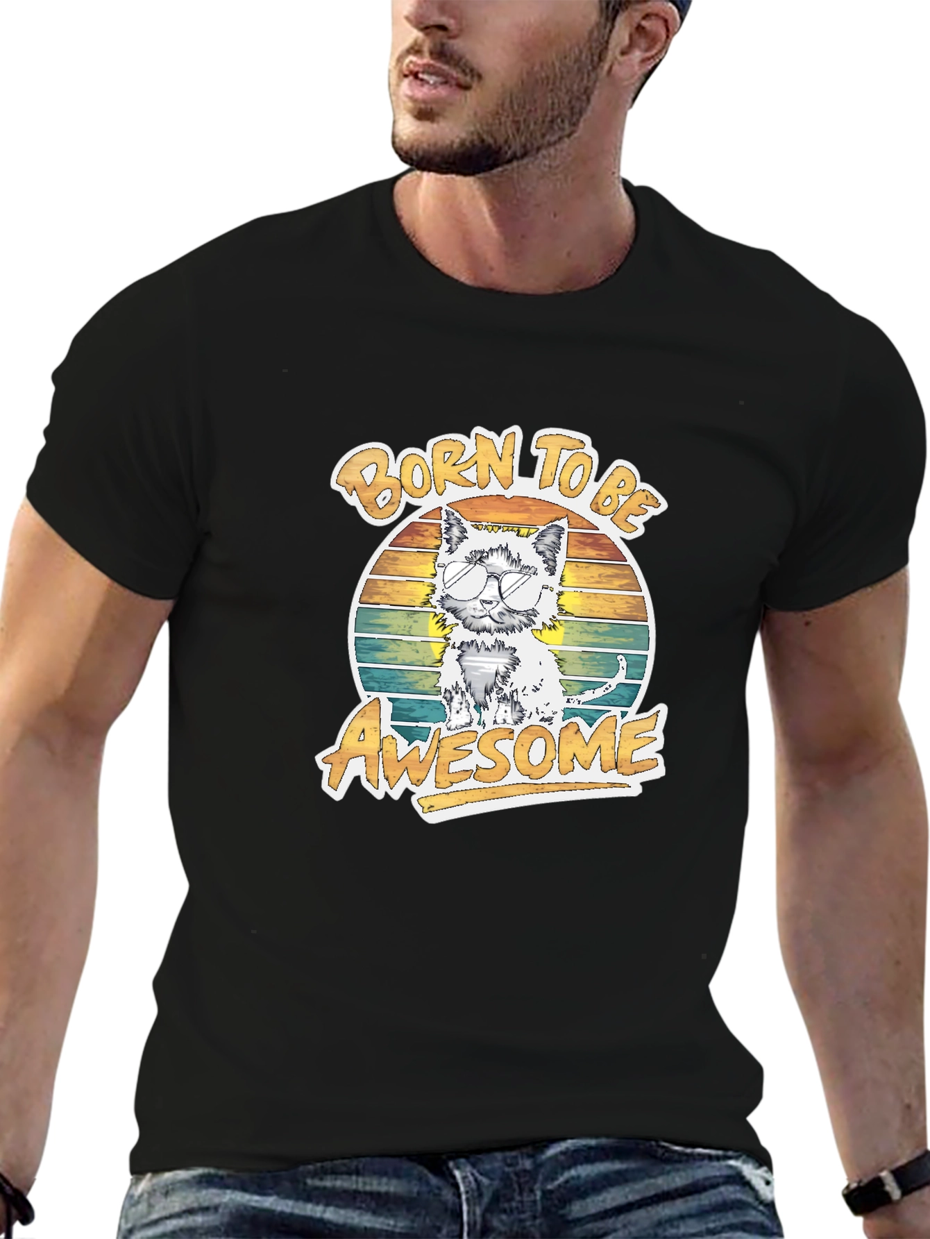 Born To Be Awesome Cat T-Shirt