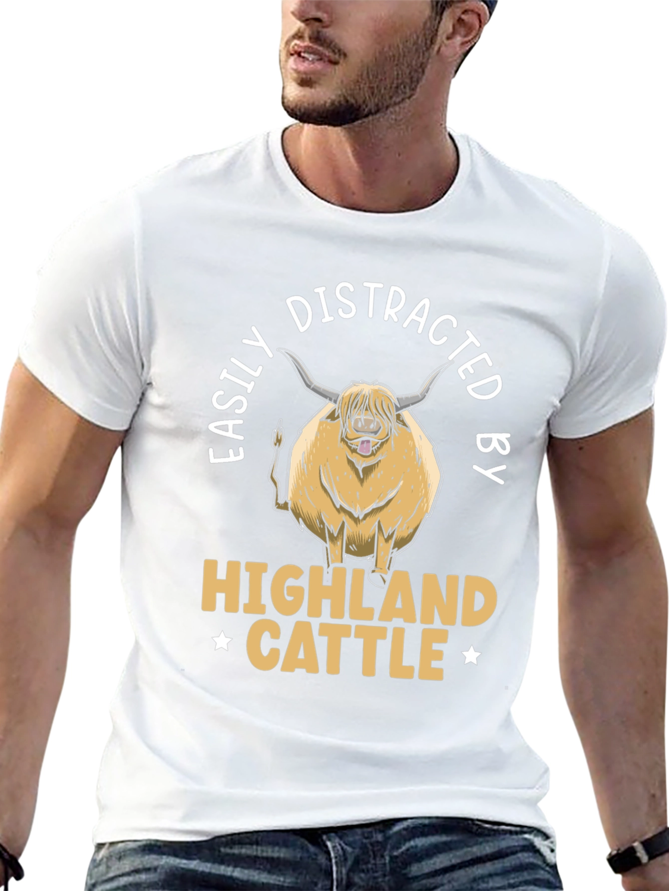 Easily Distracted By Highland Cattle T-Shirt