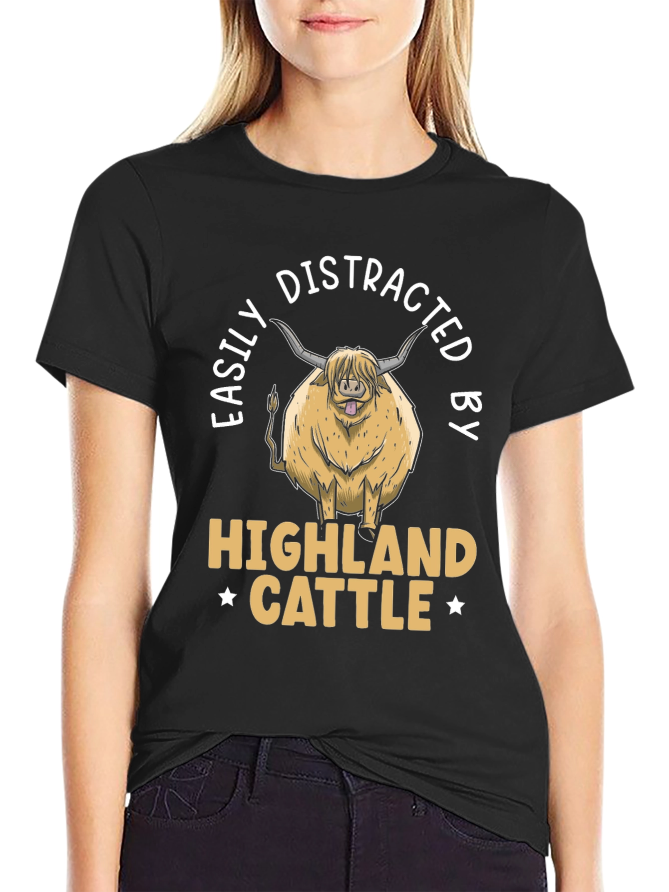 Easily Distracted By Highland Cattle T-Shirt