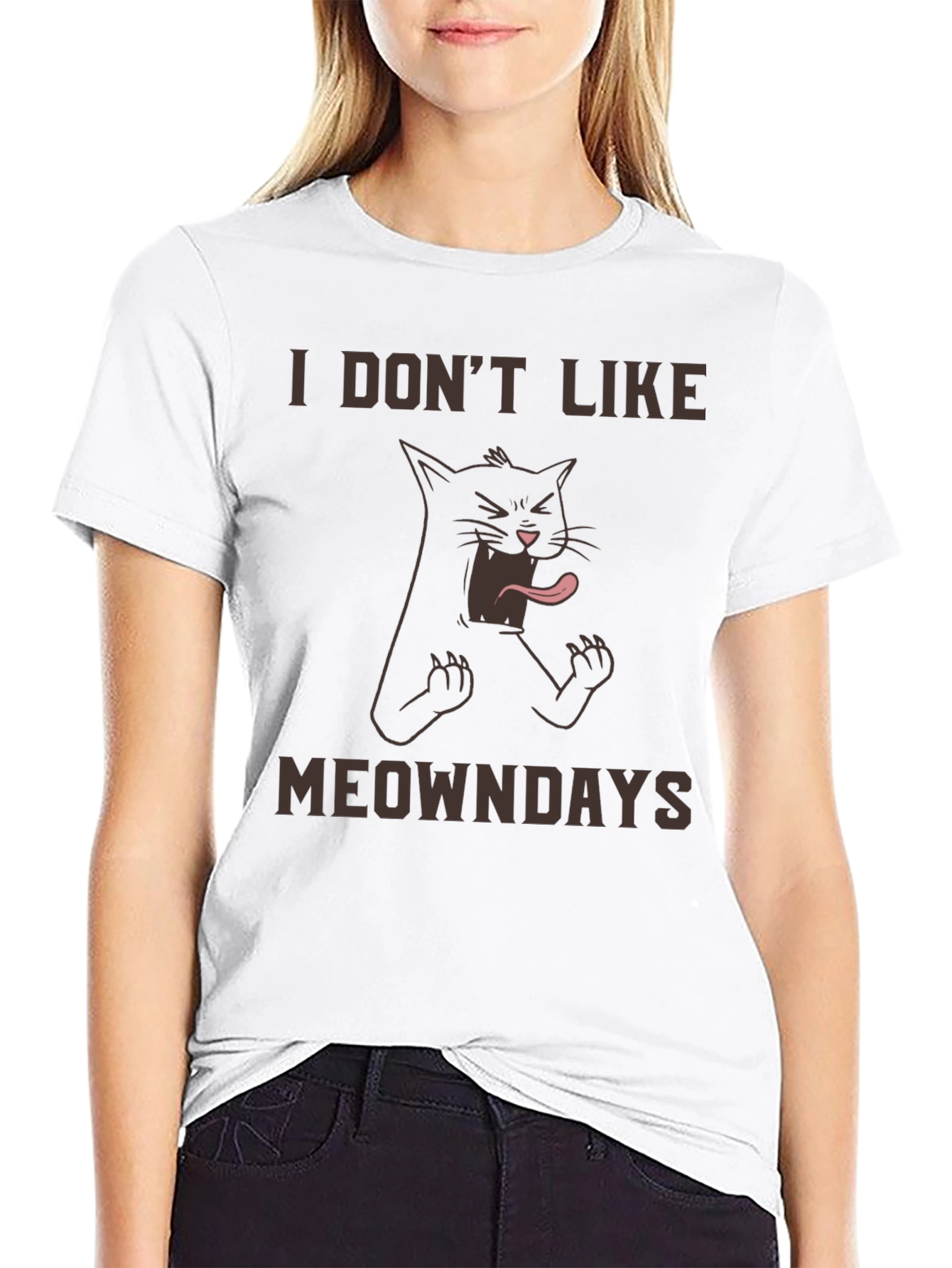 I Dont Like Meowndays Black T-Shirt