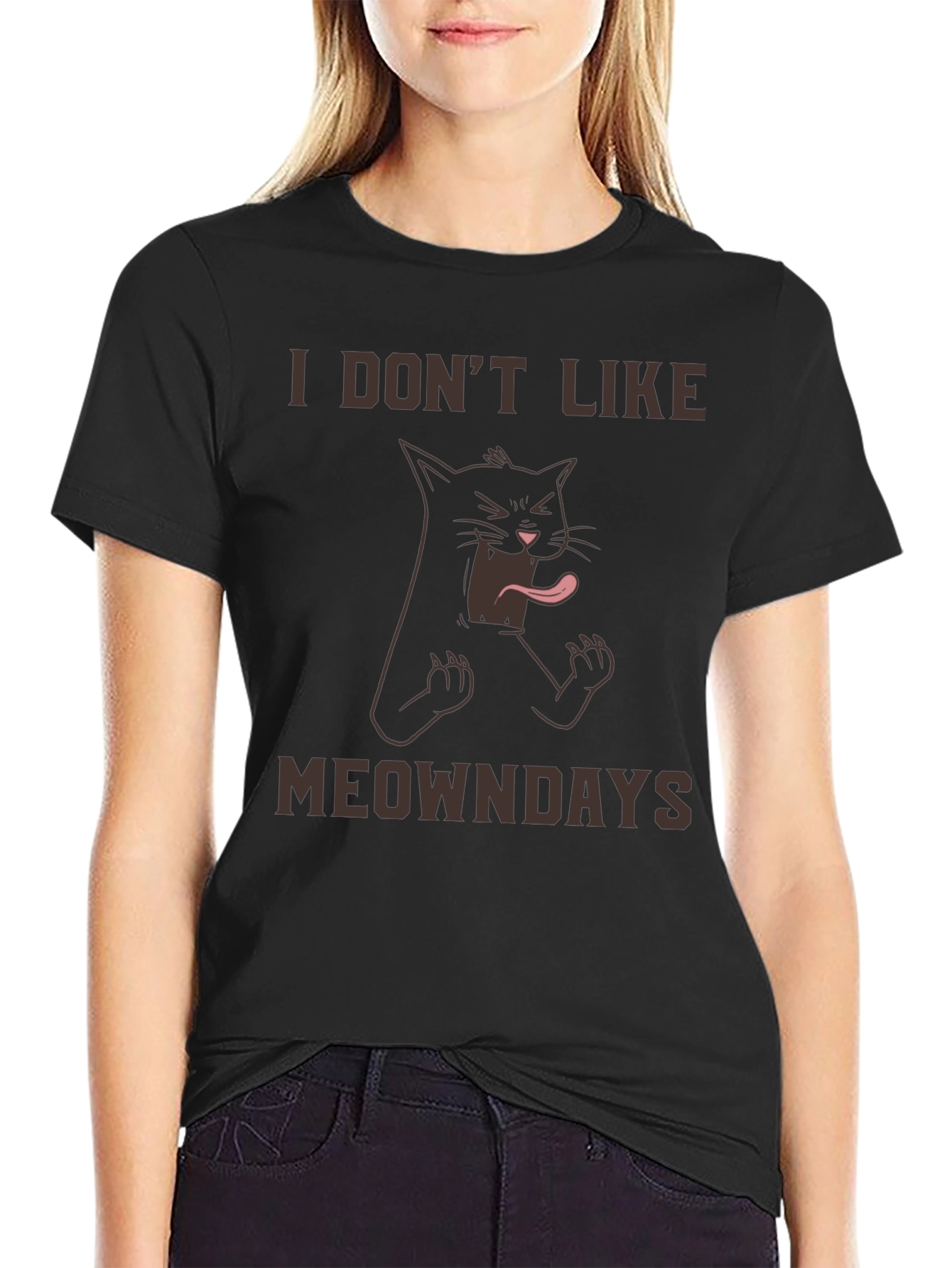 I Dont Like Meowndays Black T-Shirt