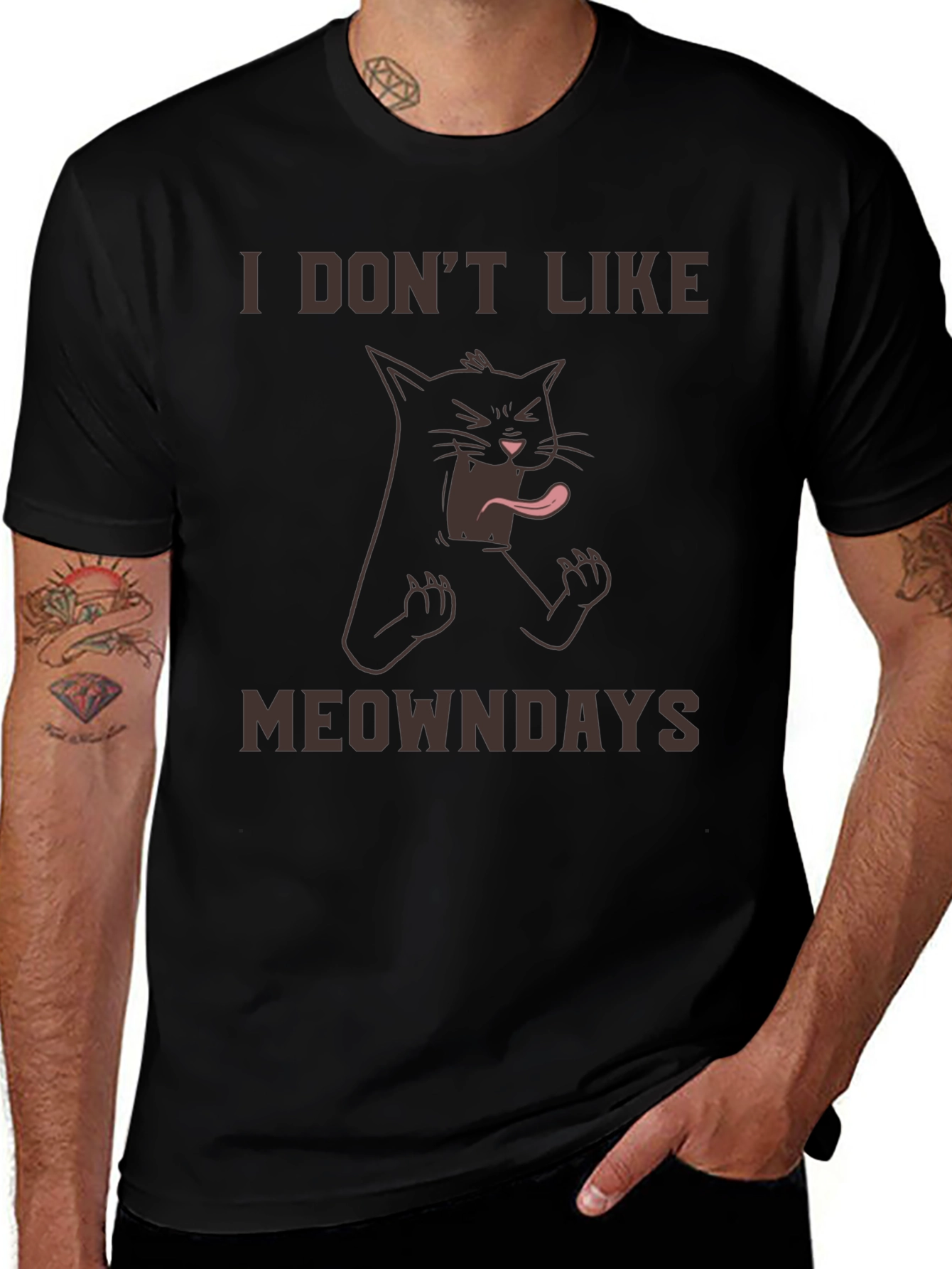 I Dont Like Meowndays Black T-Shirt
