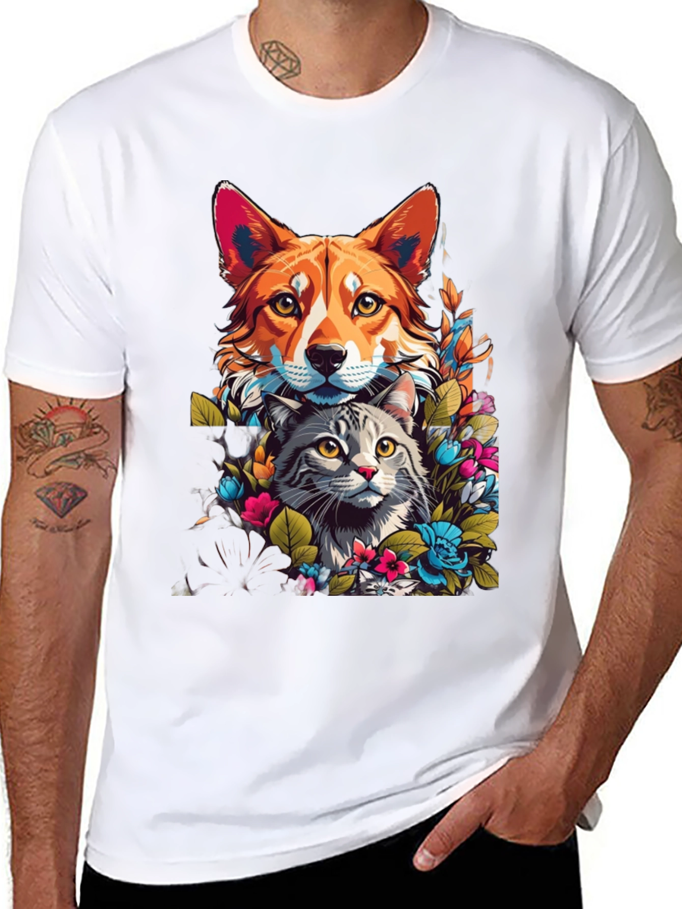 Dog & Cat Floral Graphic Tee