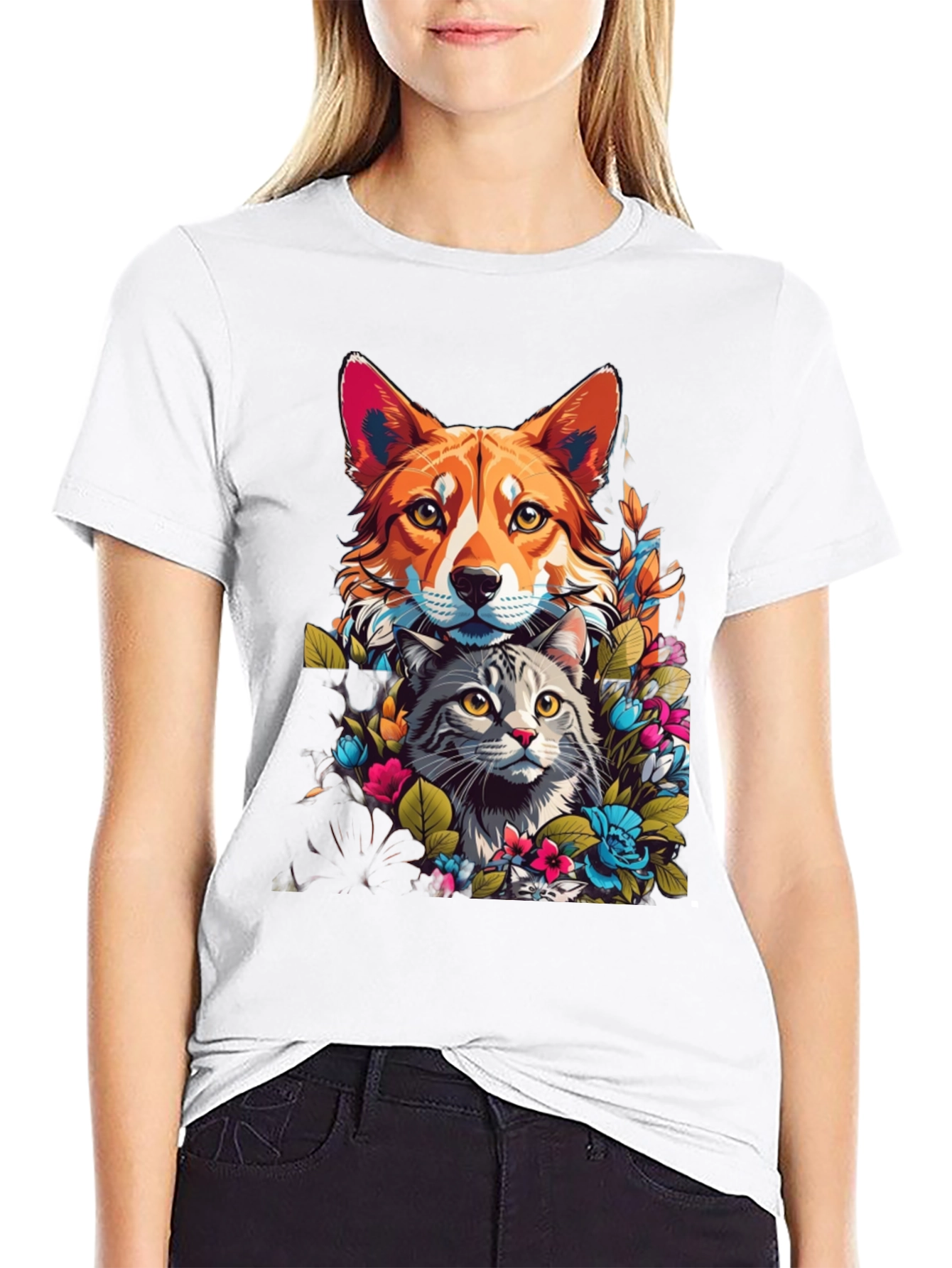Dog & Cat Floral Graphic Tee