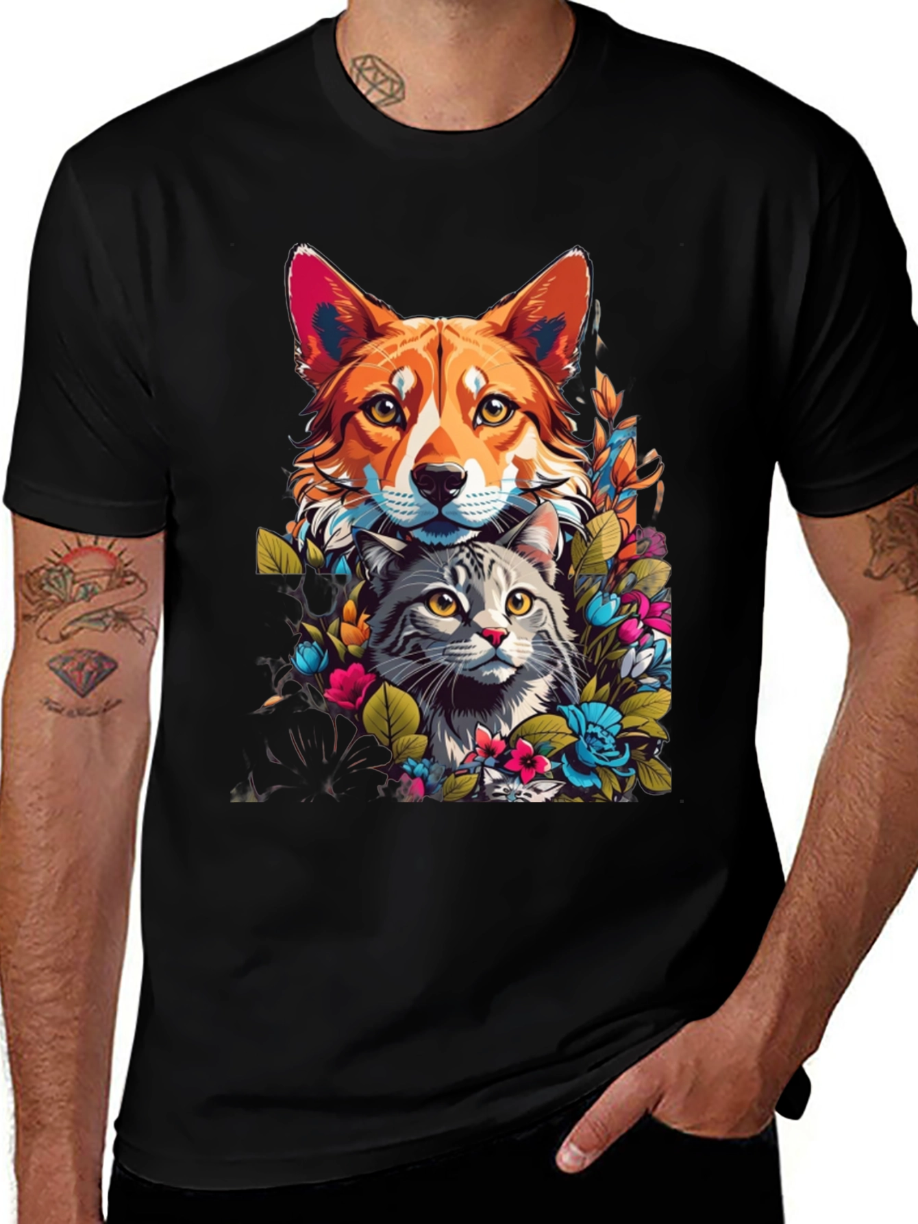 Dog & Cat Floral Graphic Tee