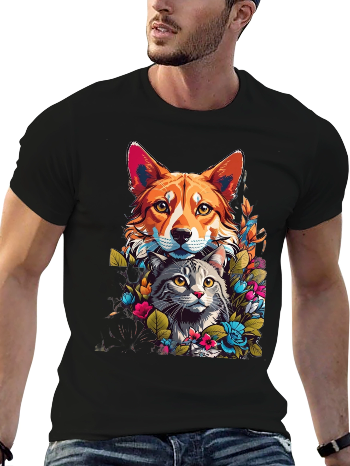 Dog & Cat Floral Graphic Tee