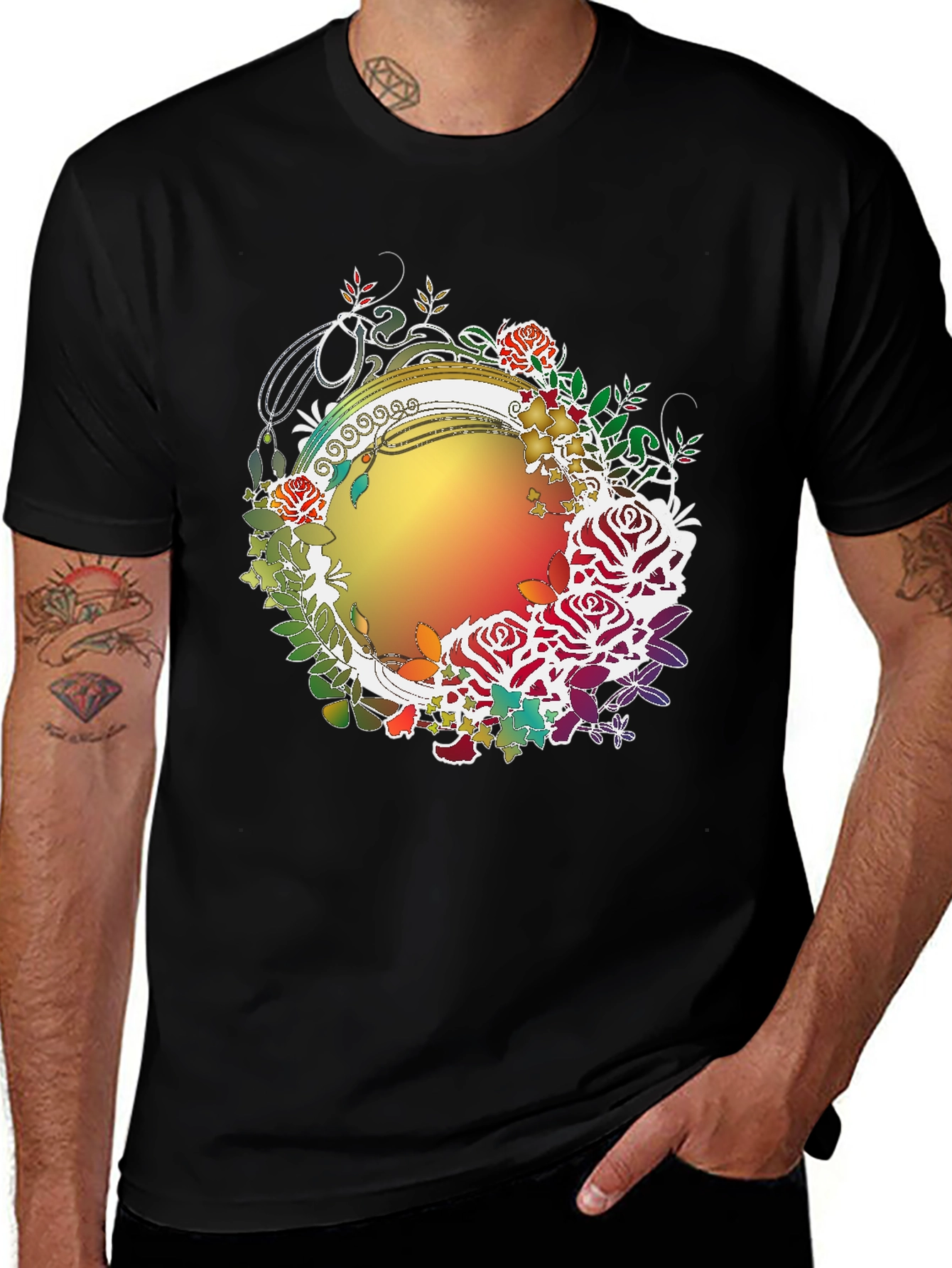 Floral Circle Graphic Print T-Shirt