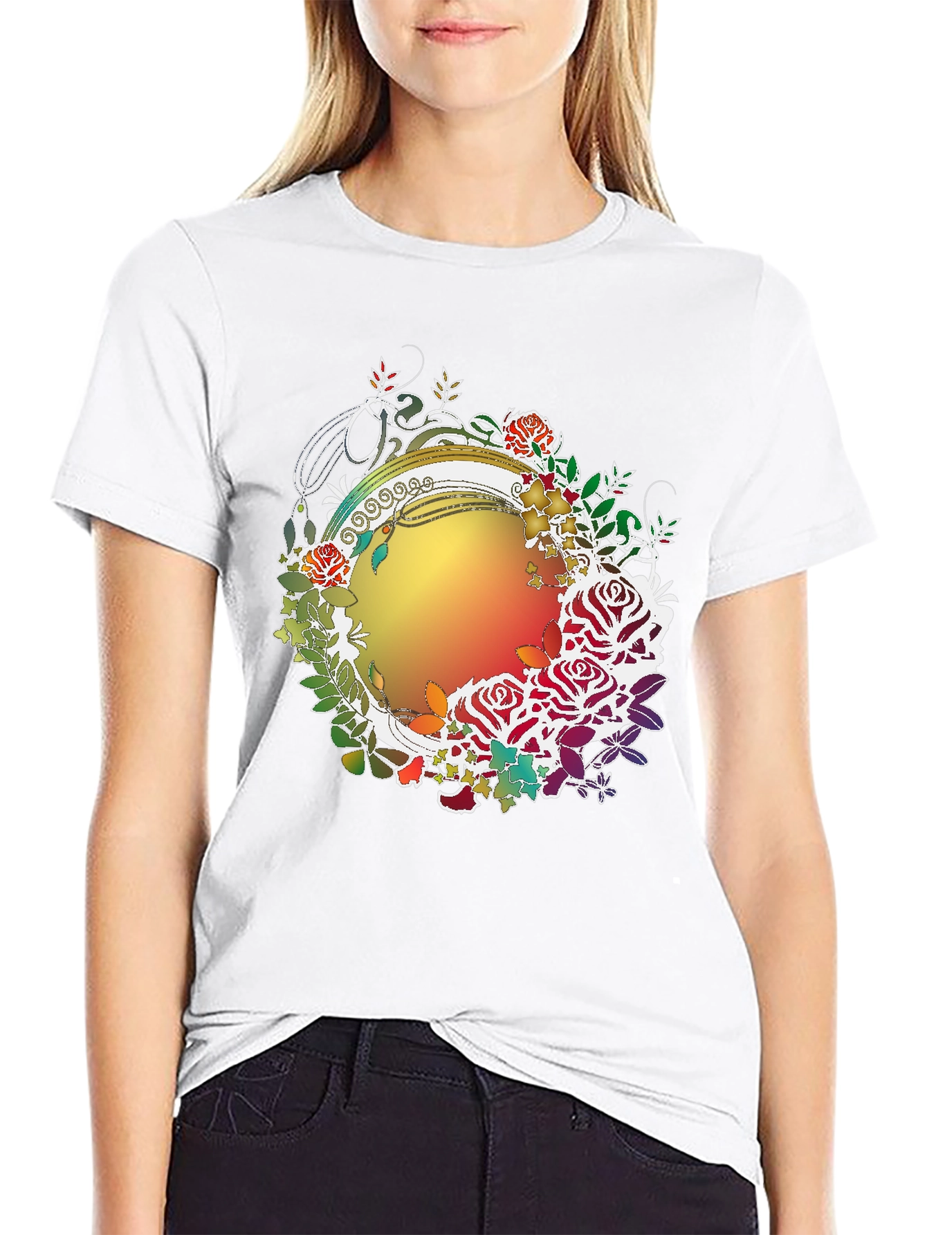 Floral Circle Graphic Print T-Shirt
