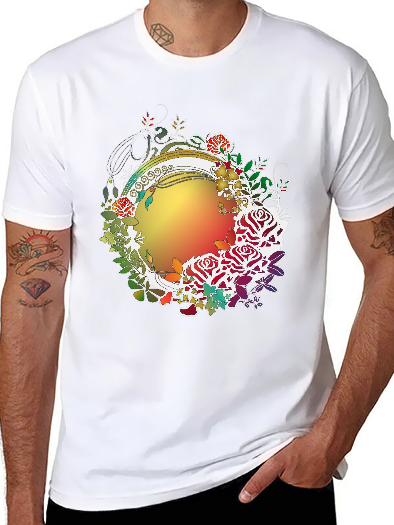 Floral Circle Graphic Print T-Shirt